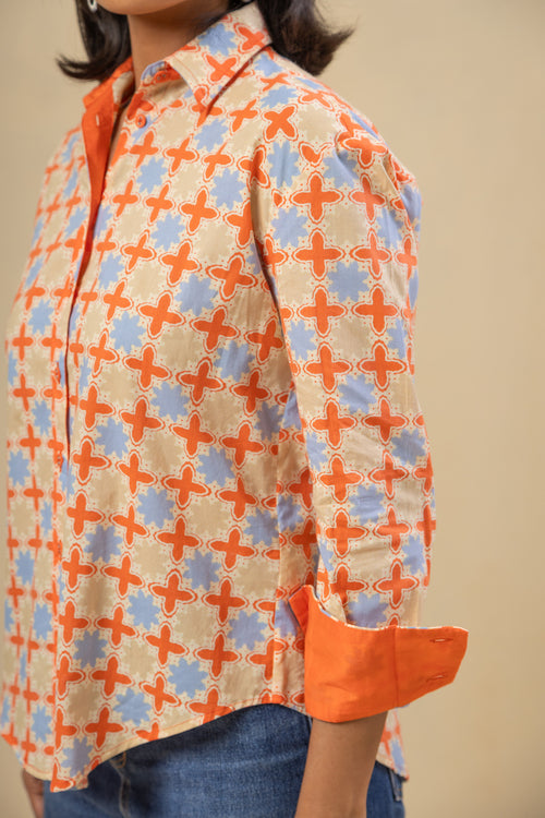 Boyfriend Cotton Shirt-Coral