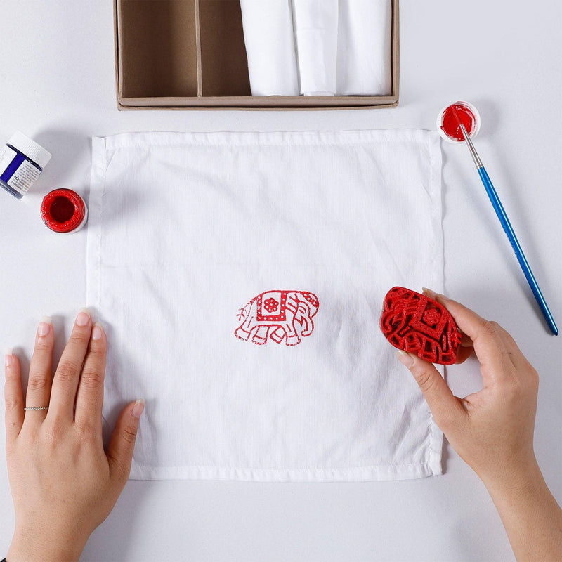 Multicolor DIY Blockprinting Kit for Napkins in Elephant