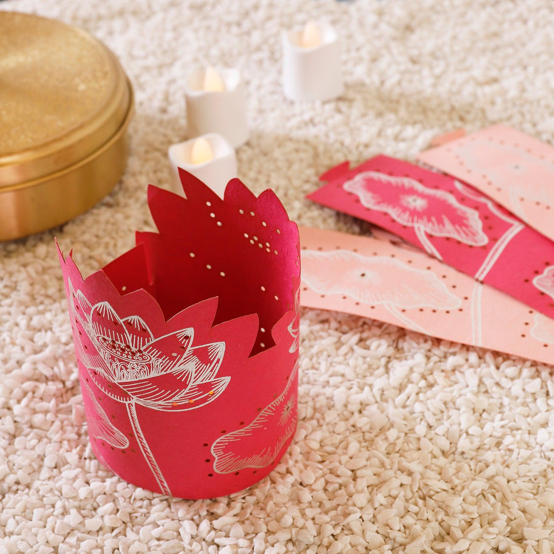 Pink Lotus LED Lamp Set of 4