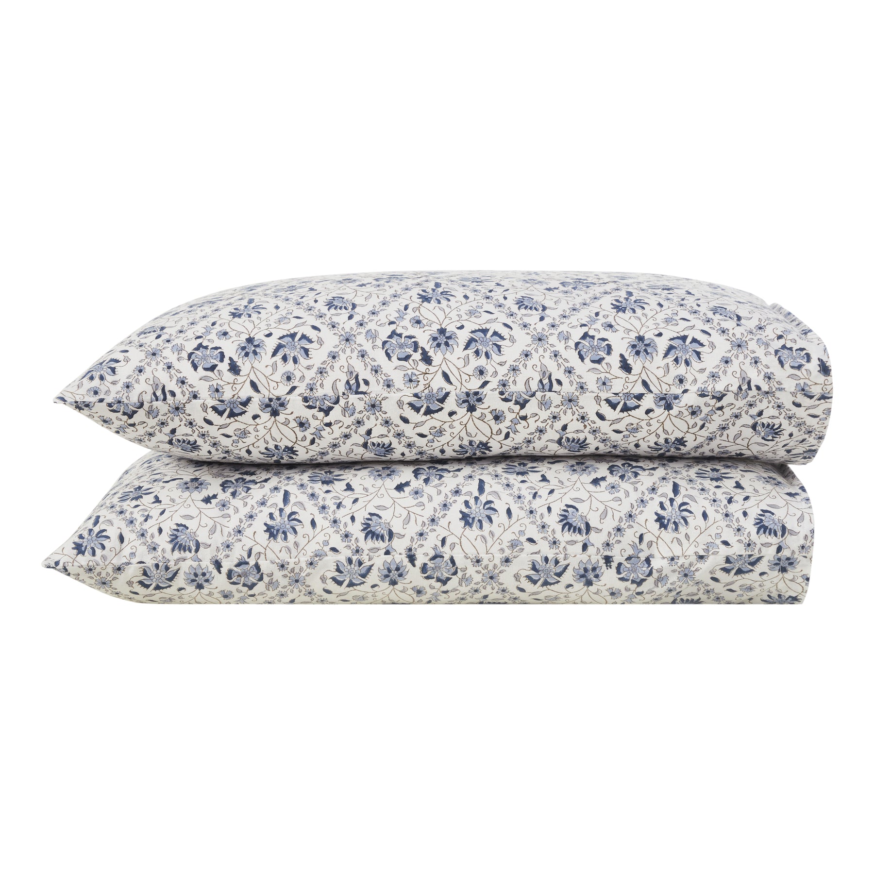 Lattice Garden Cotton Pillow Cover – Blue