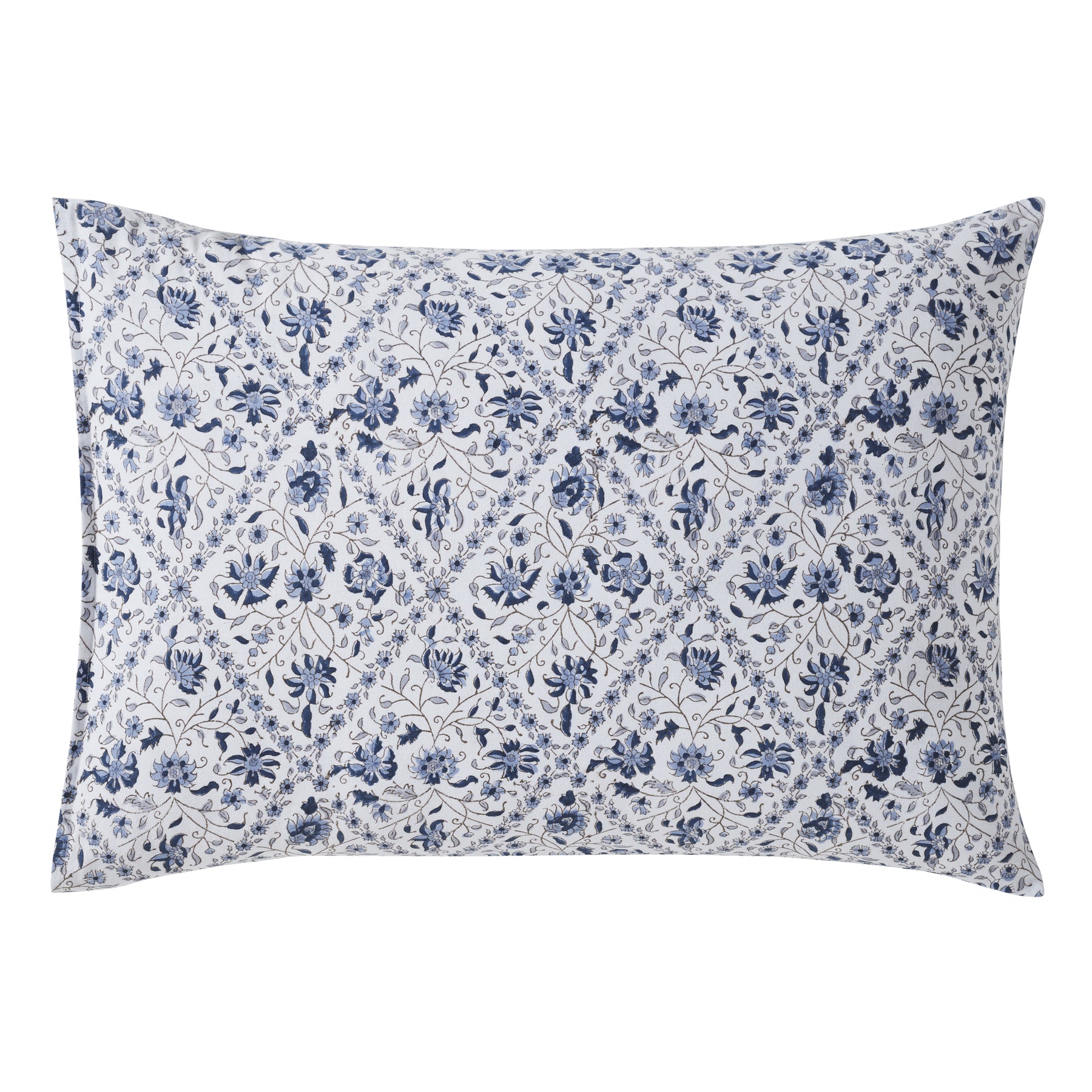 Lattice Garden Cotton Pillow Cover – Blue