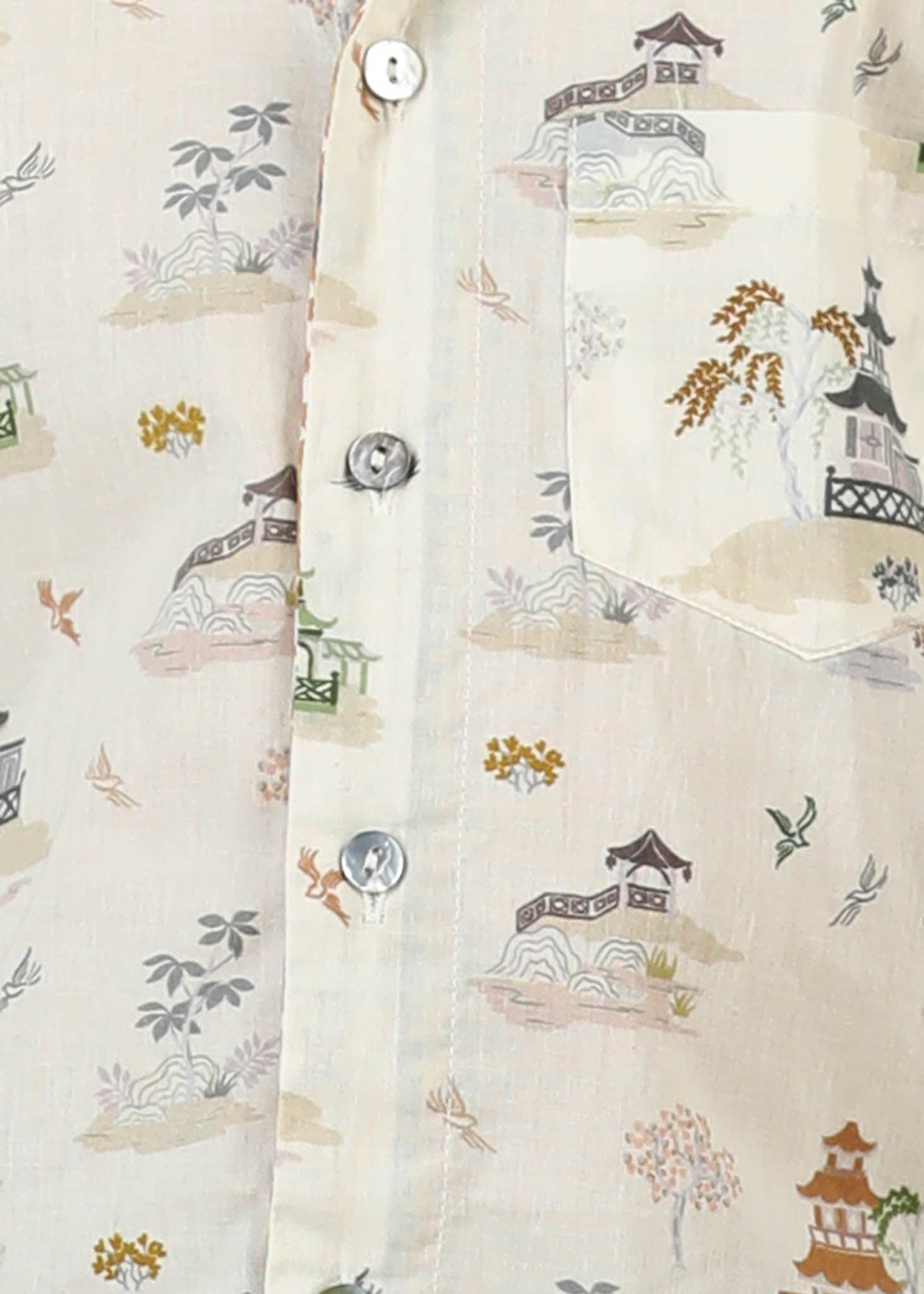 Zen Temple Cotton Shirt – Crème (6M–12 Yrs)