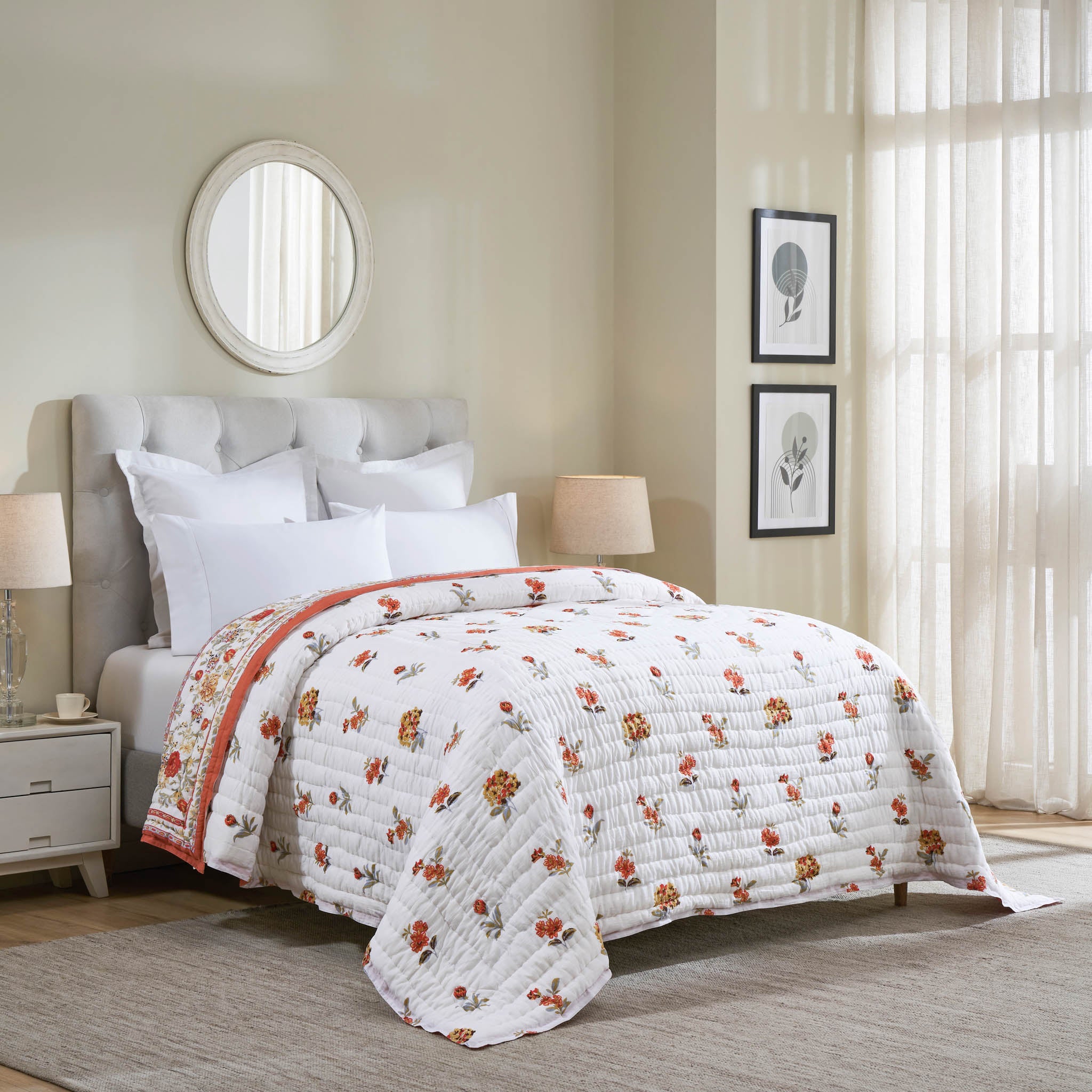 Tarangini Cotton Quilt – Rust Brown