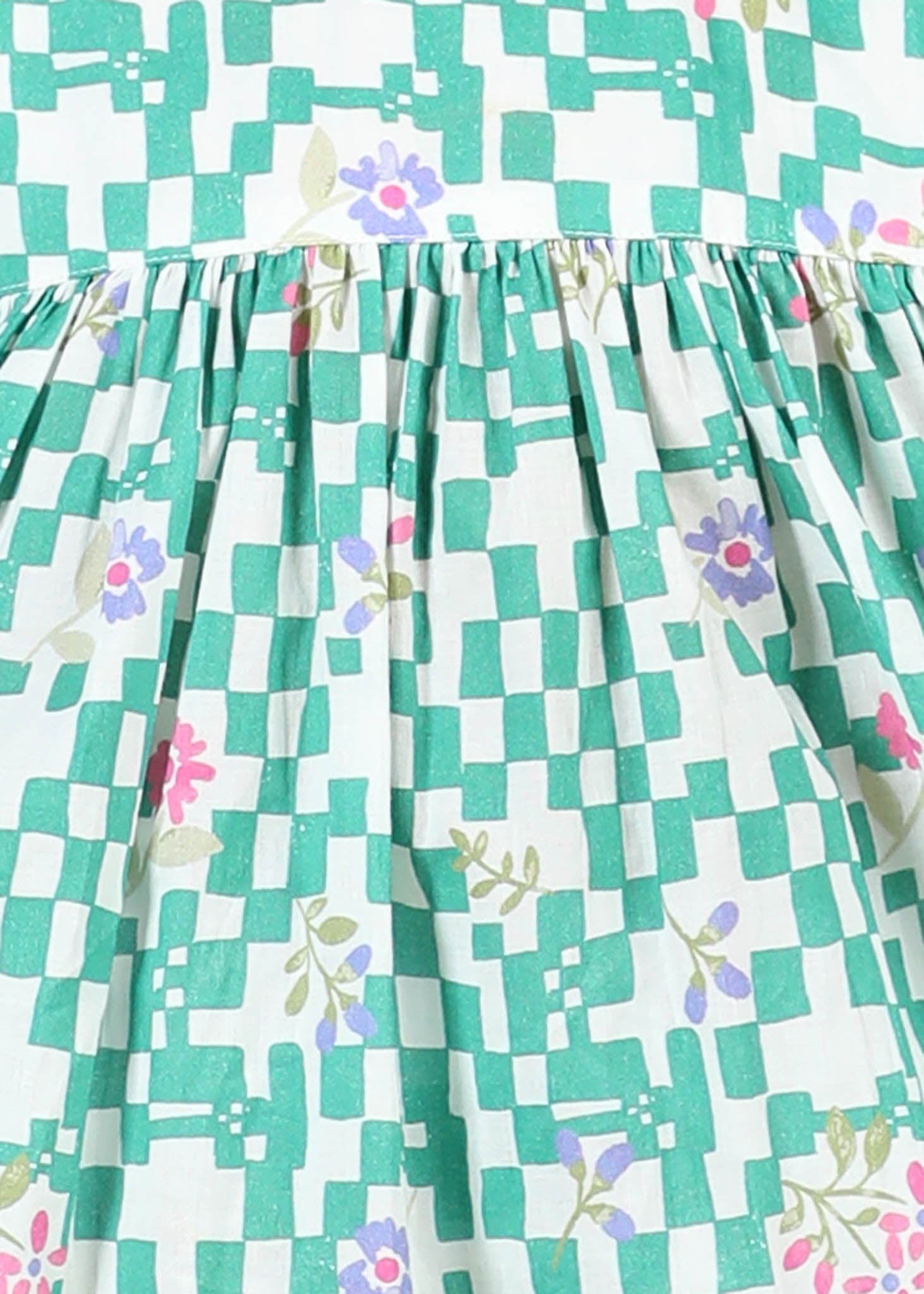 Tiered Lilac Cotton Dress – Green (6M–12 Yrs)