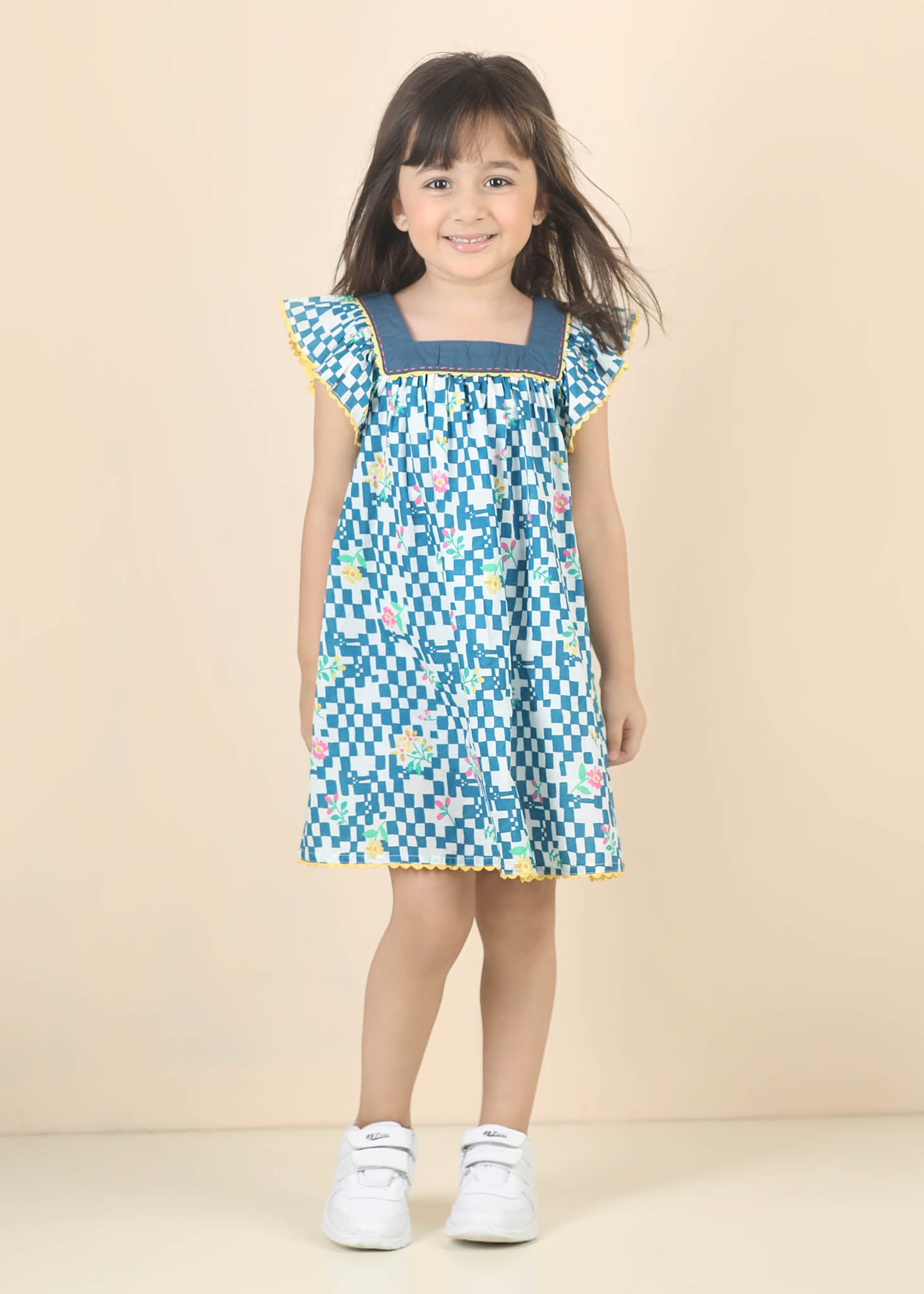 Scarlet Cotton Dress – Blue (6M–12 Yrs)
