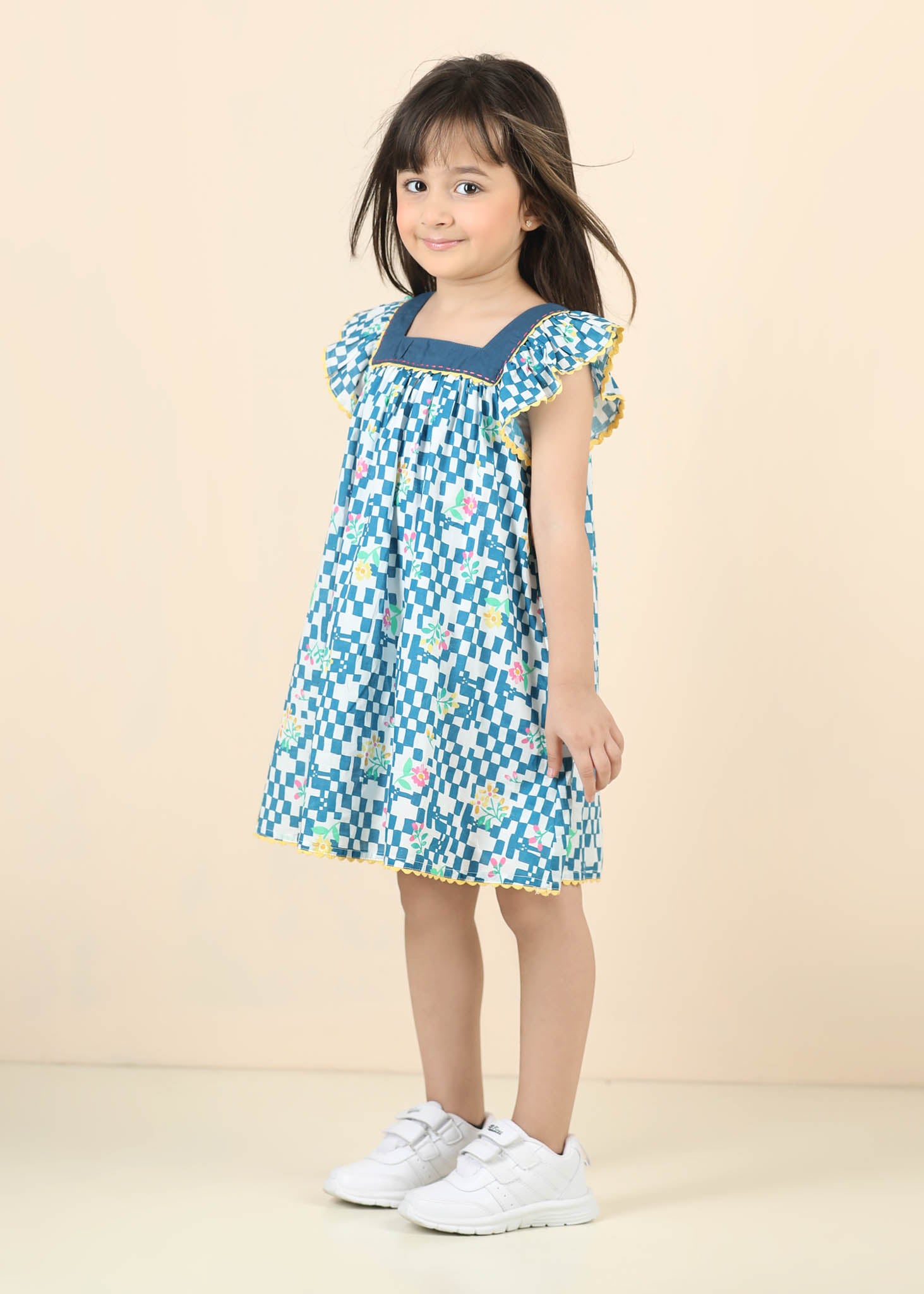 Scarlet Cotton Dress – Blue (6M–12 Yrs)
