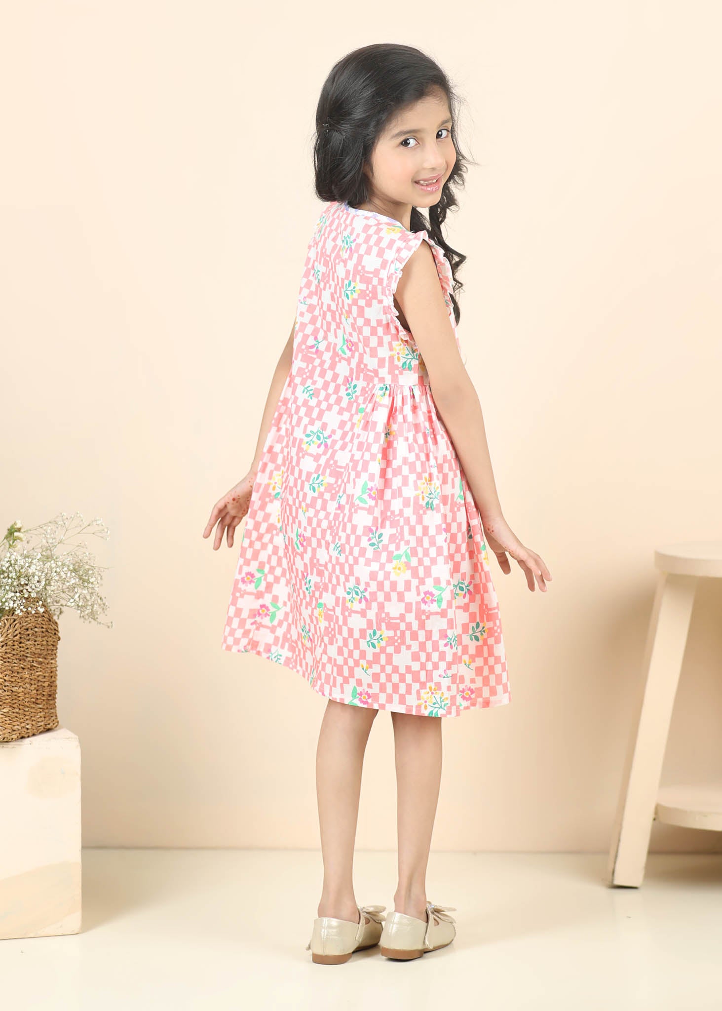 Angrakha Cotton Dress – Pink (6M–12 Yrs)