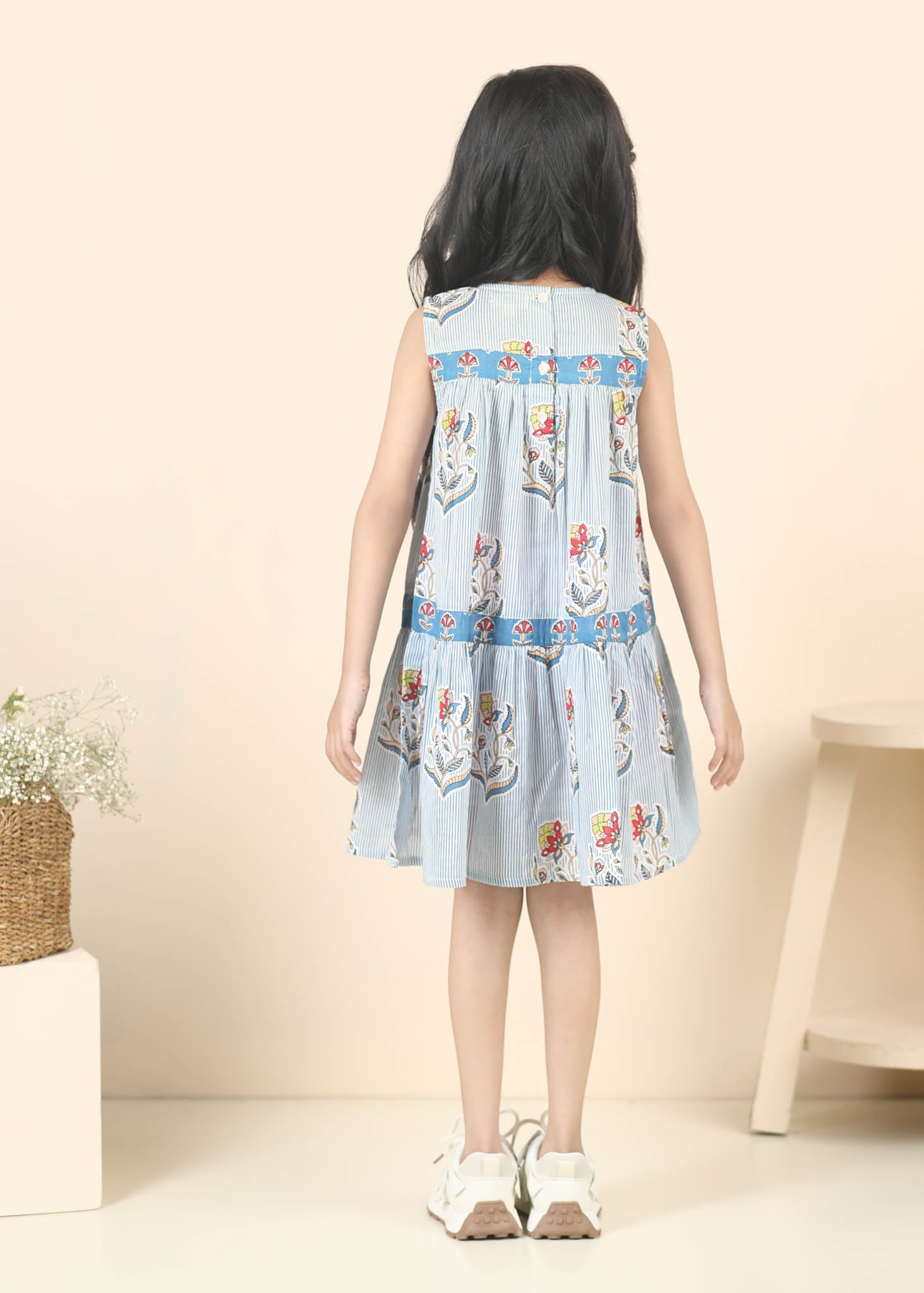 Mia Buta Cotton Dress Girls – Blue (6M–12 Yrs)