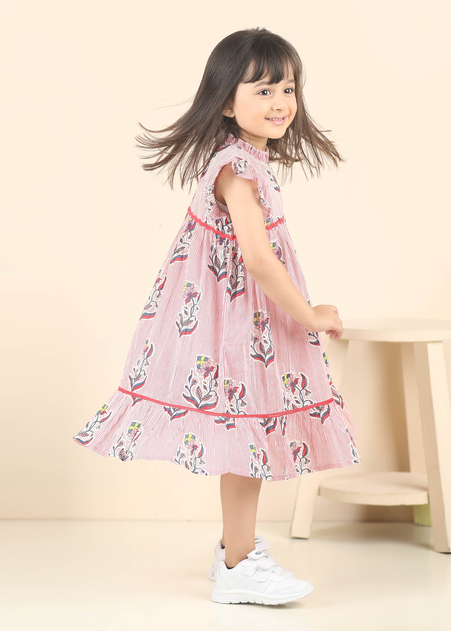Taya Buti Cotton Dress Girls – Red (6M–12 Yrs)