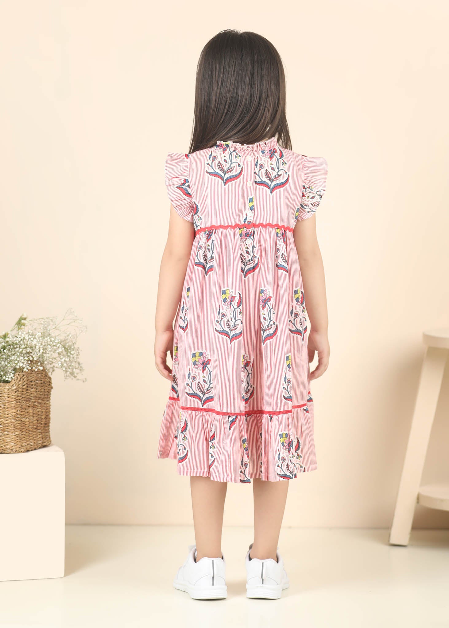 Taya Buti Cotton Dress Girls – Red (6M–12 Yrs)