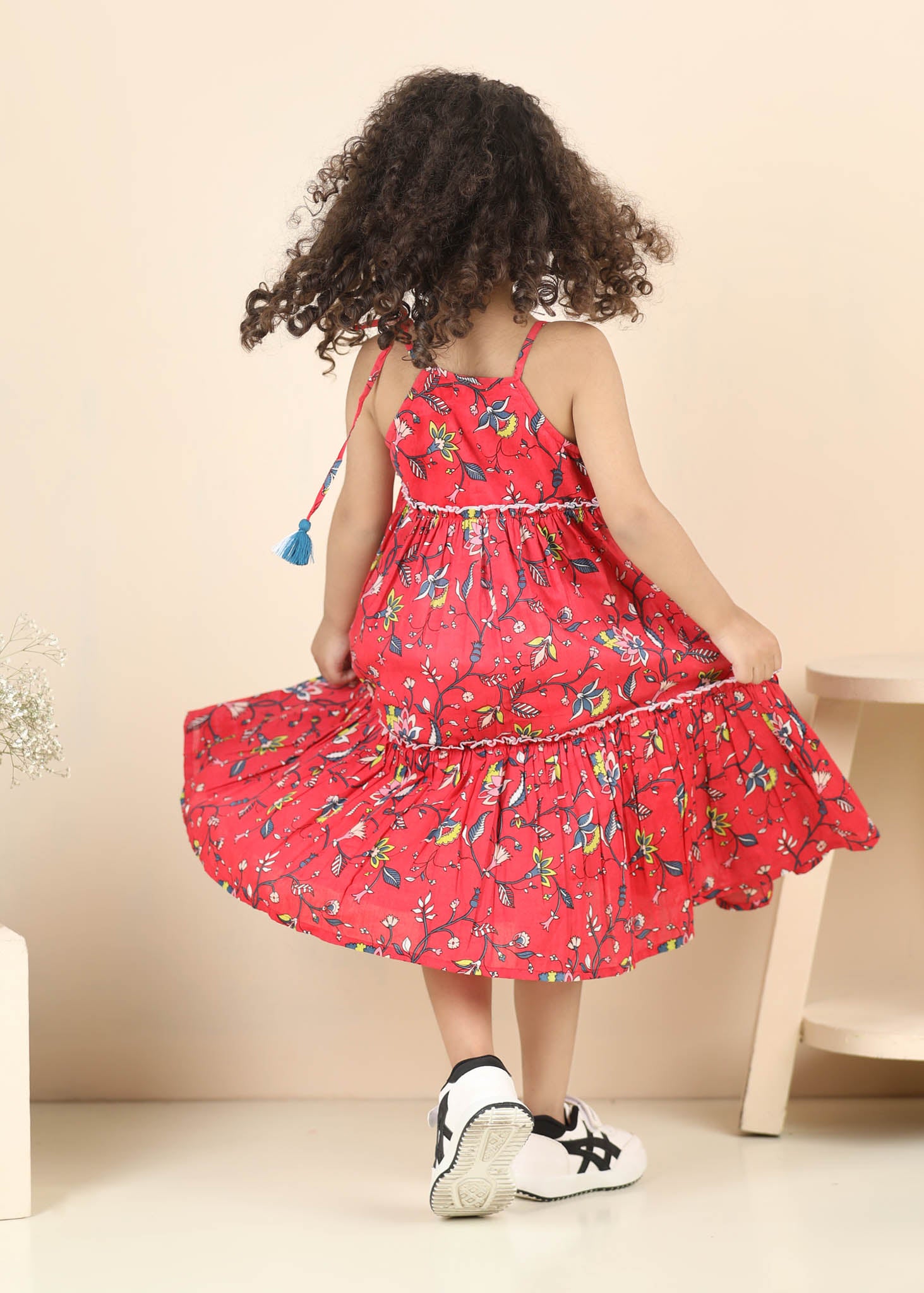 Mia Jaal Cotton Dress Girls – Red (6M–12 Yrs)