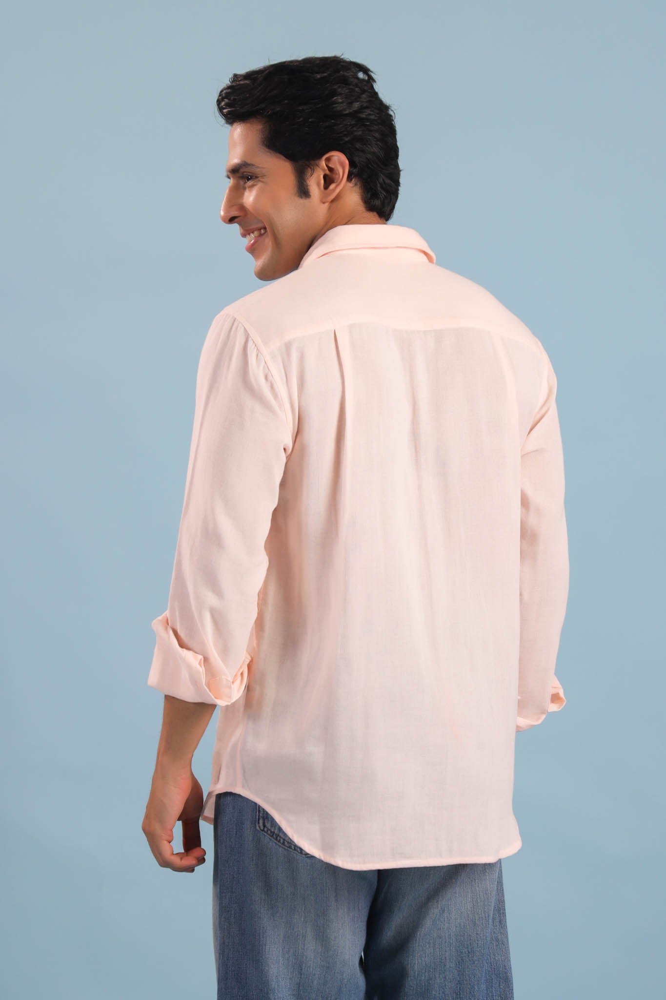 Men’s Double Gauze Cotton Shirt - Baby Pink