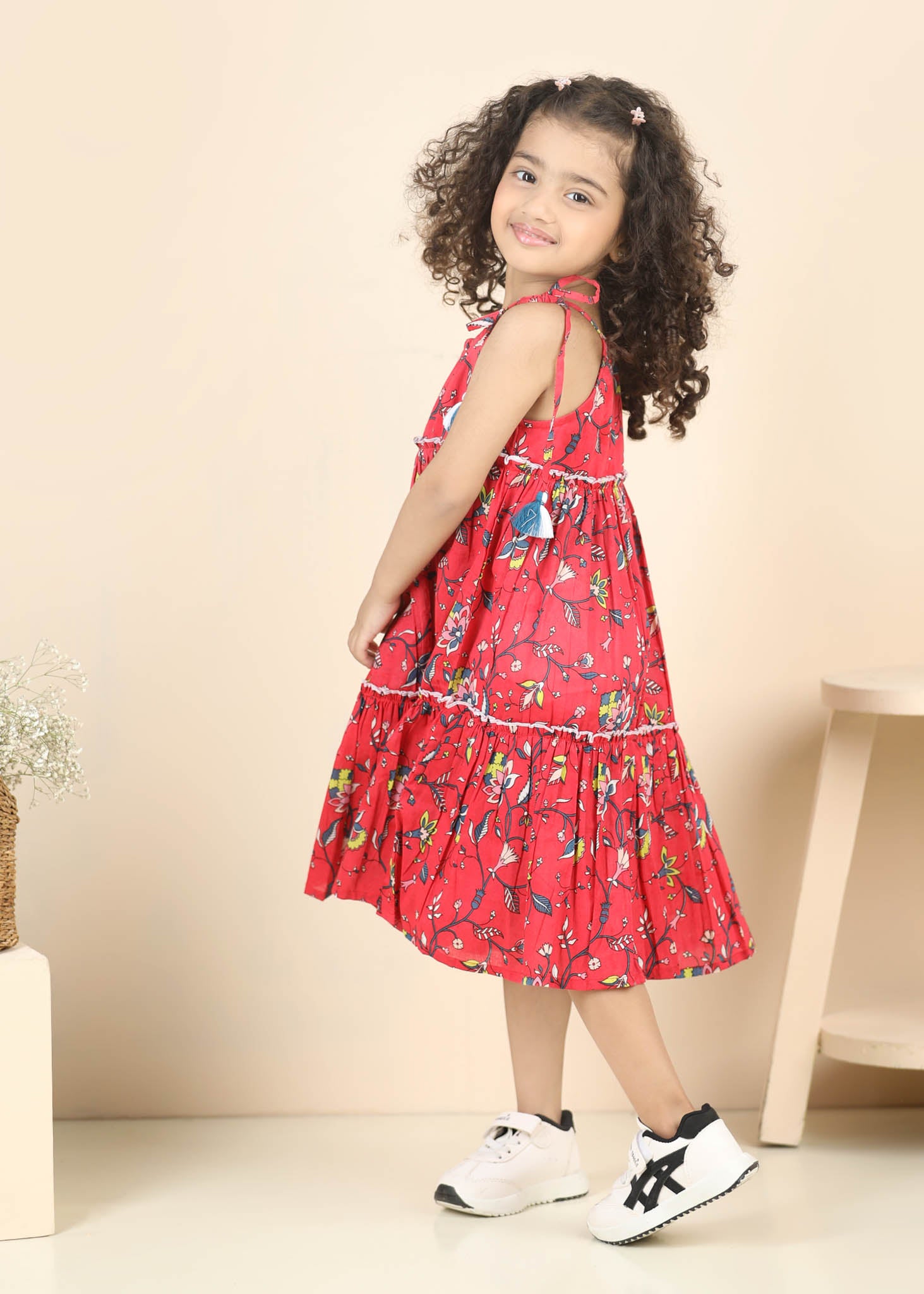 Mia Jaal Cotton Dress Girls – Red (6M–12 Yrs)