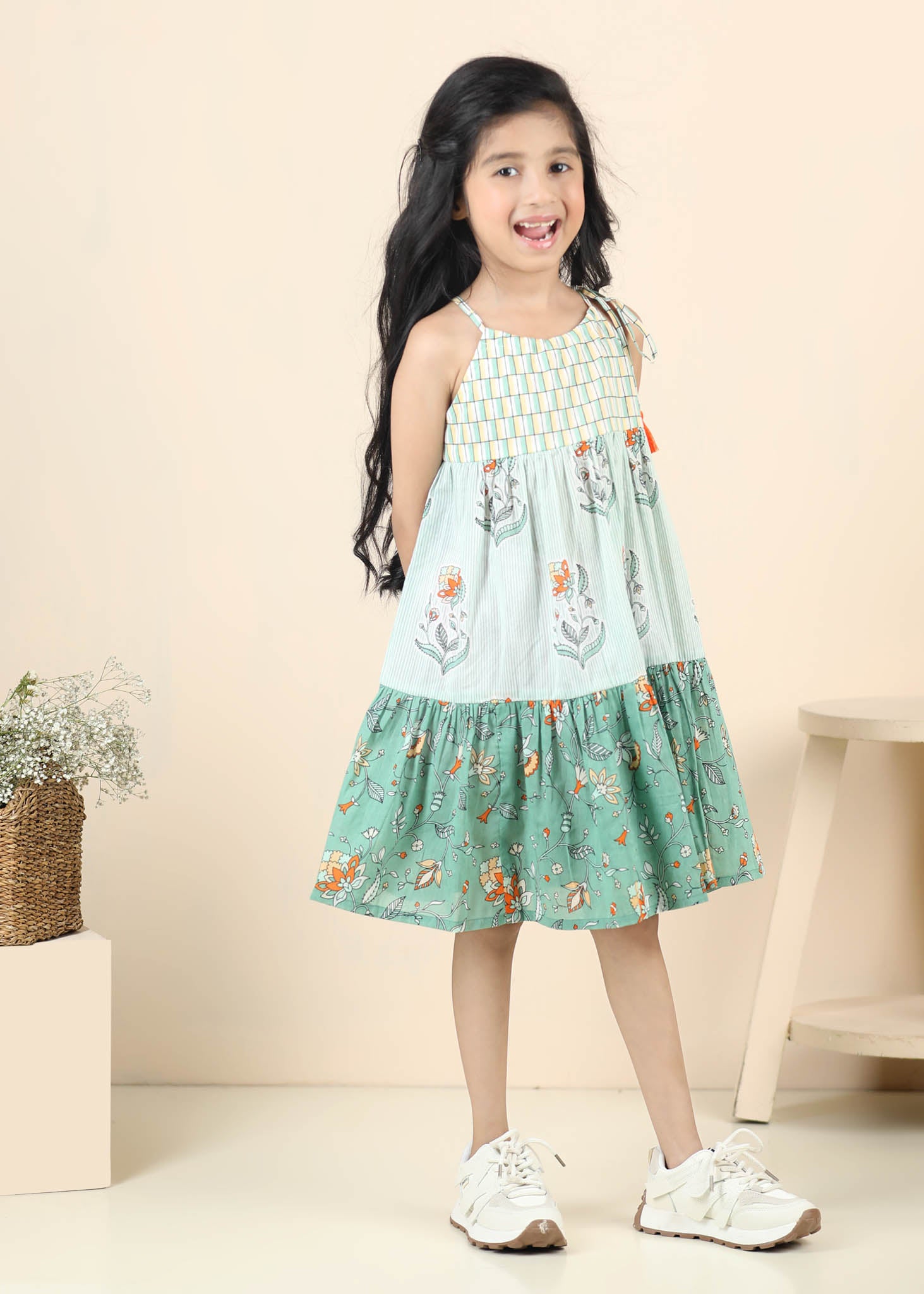 Nia Cotton Dress – Green (6M–12 Yrs)