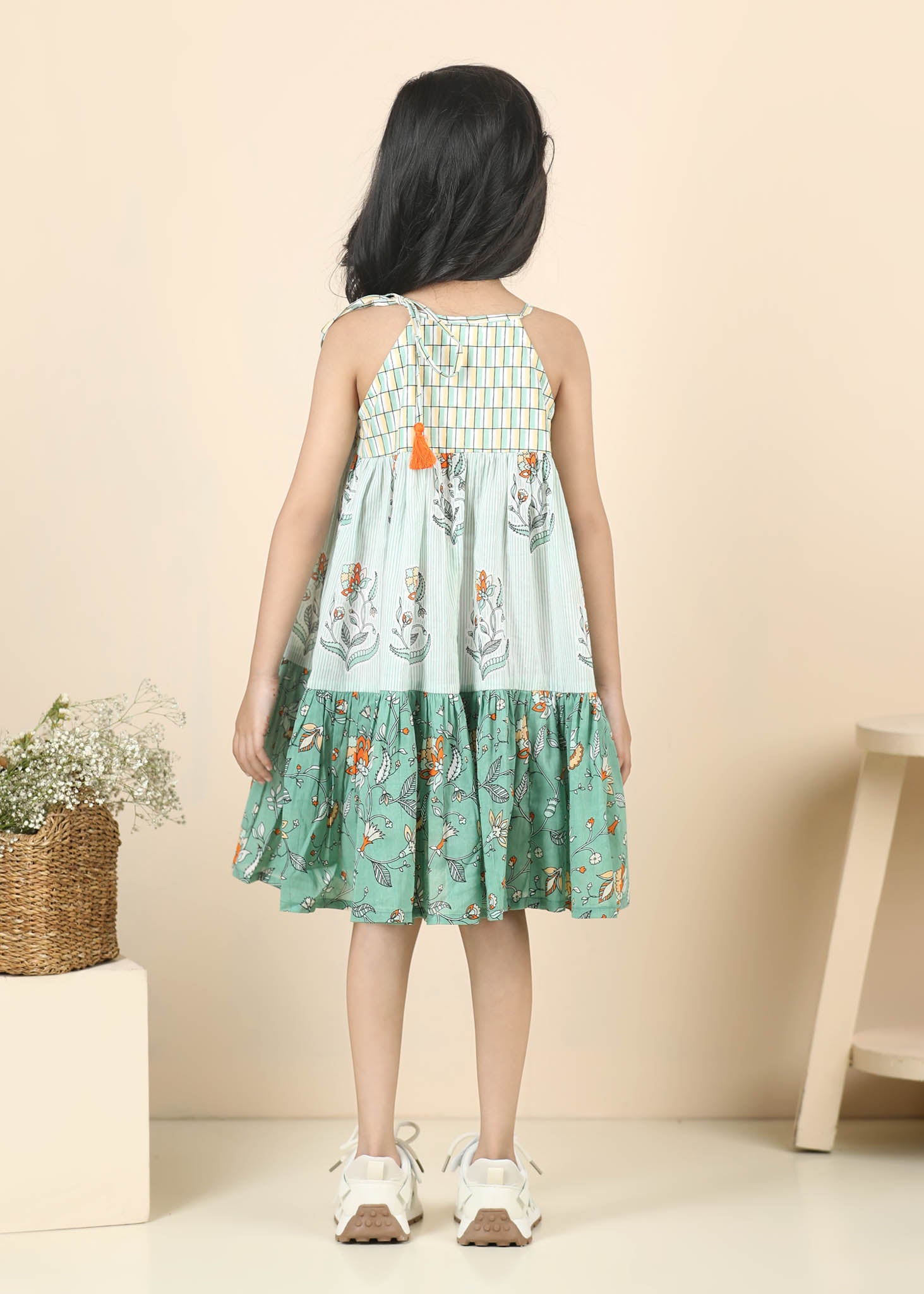 Nia Cotton Dress – Green (6M–12 Yrs)