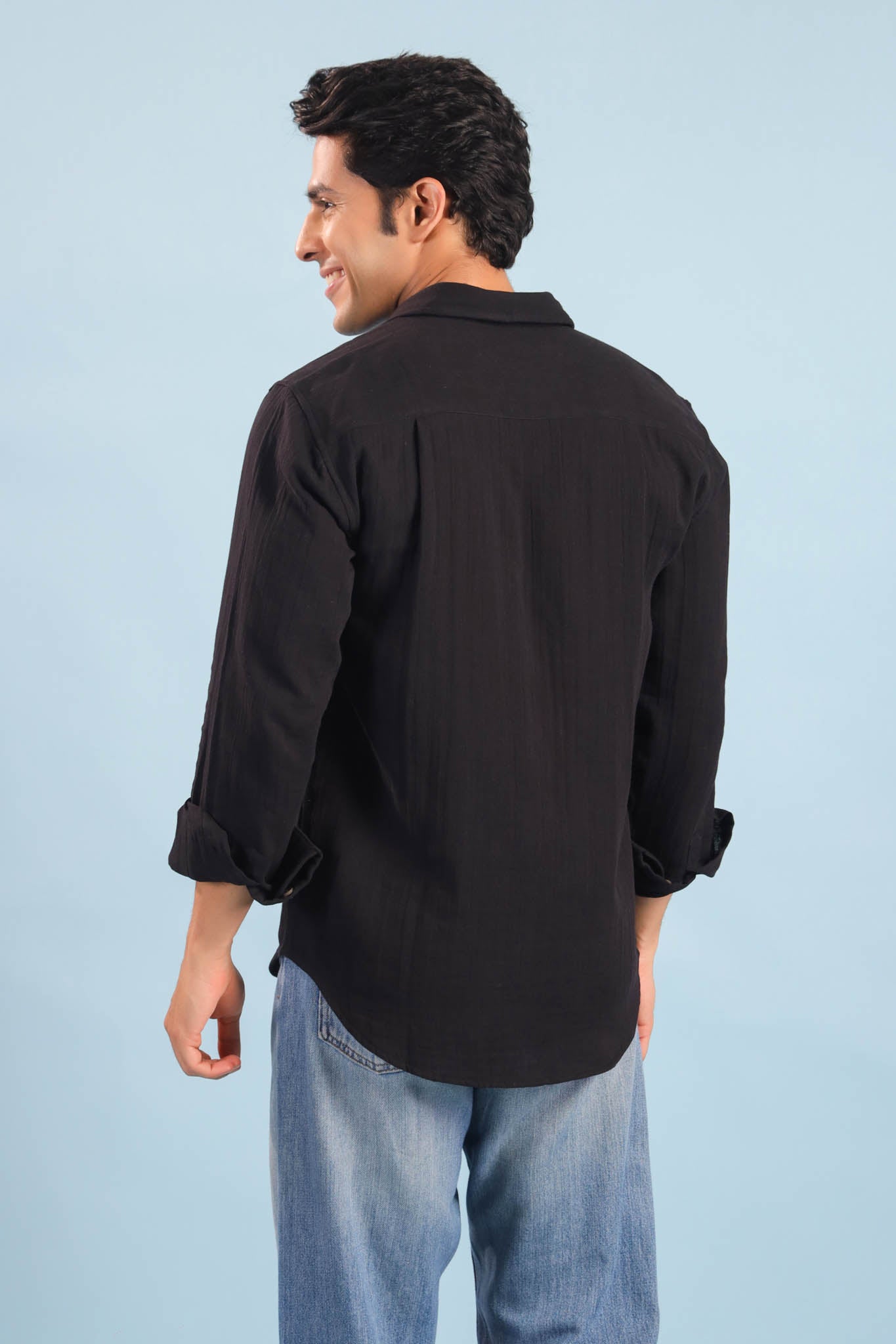 Men’s Double Gauze Cotton Shirt – Black