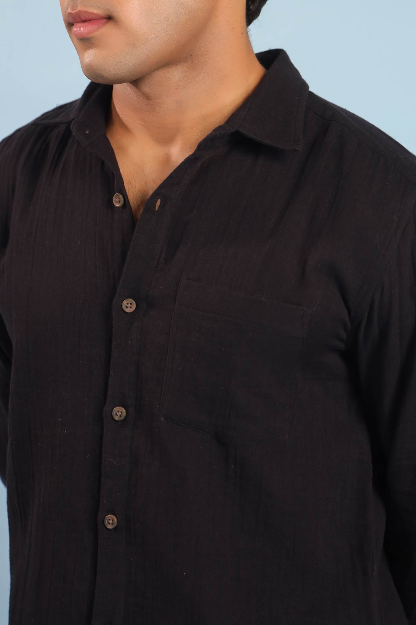 Men’s Double Gauze Cotton Shirt – Black