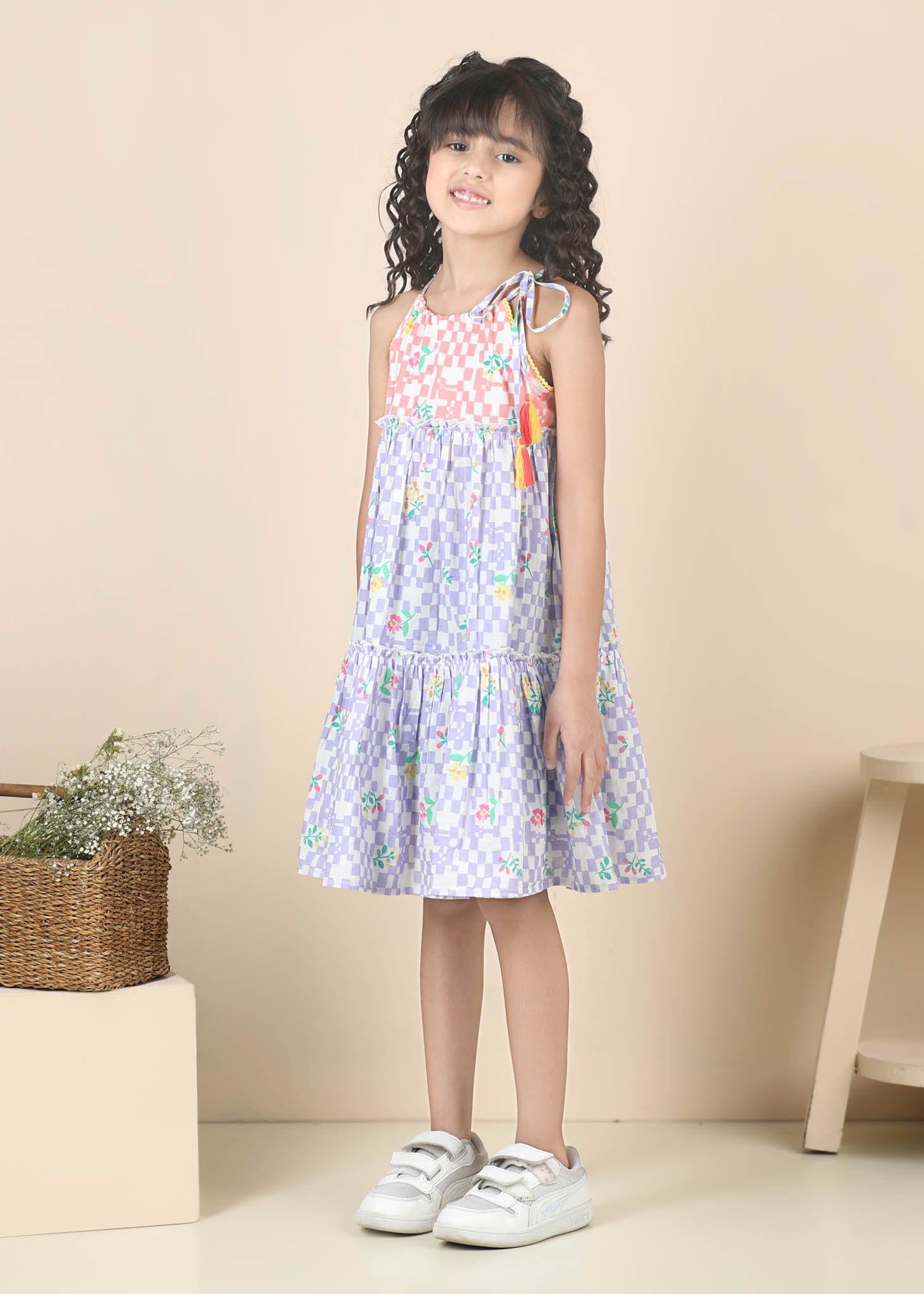 Nia Tiered Cotton Dress – Lilac (6M–12 Yrs)