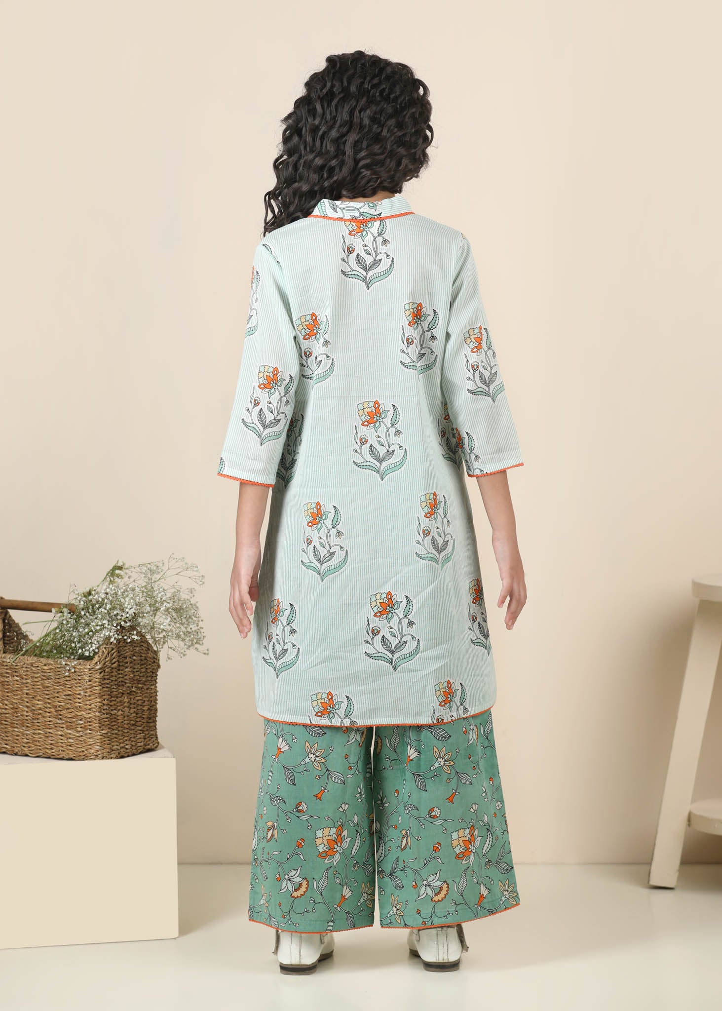 Arya Cotton Kurta Pant Set – Green (2–12 Yrs)
