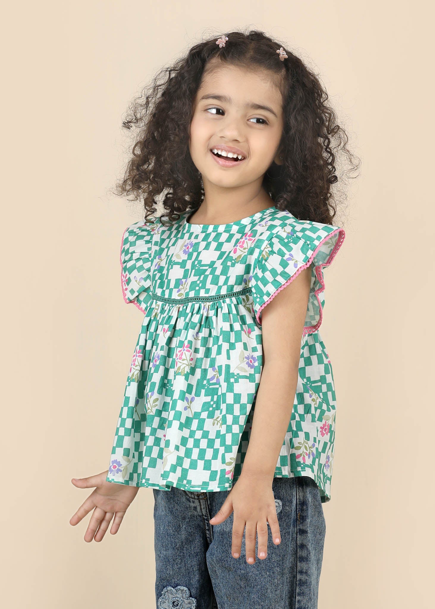 Vrishti Cotton Top – Green (6M–12 Yrs)