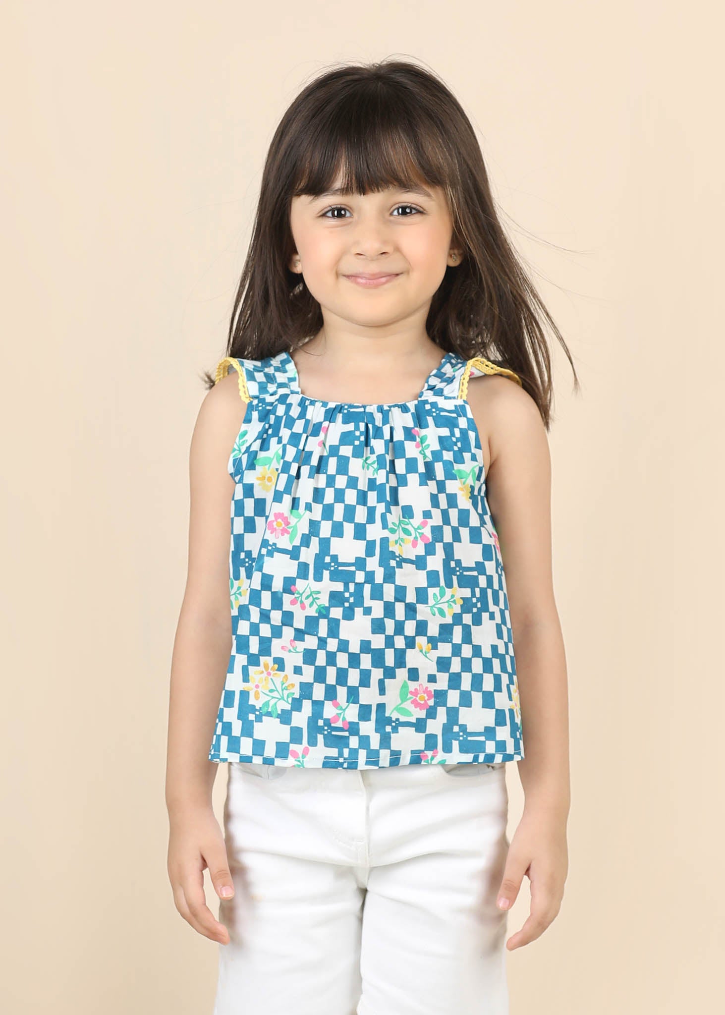 Ivy Cotton Top – Blue (6M–12 Yrs)