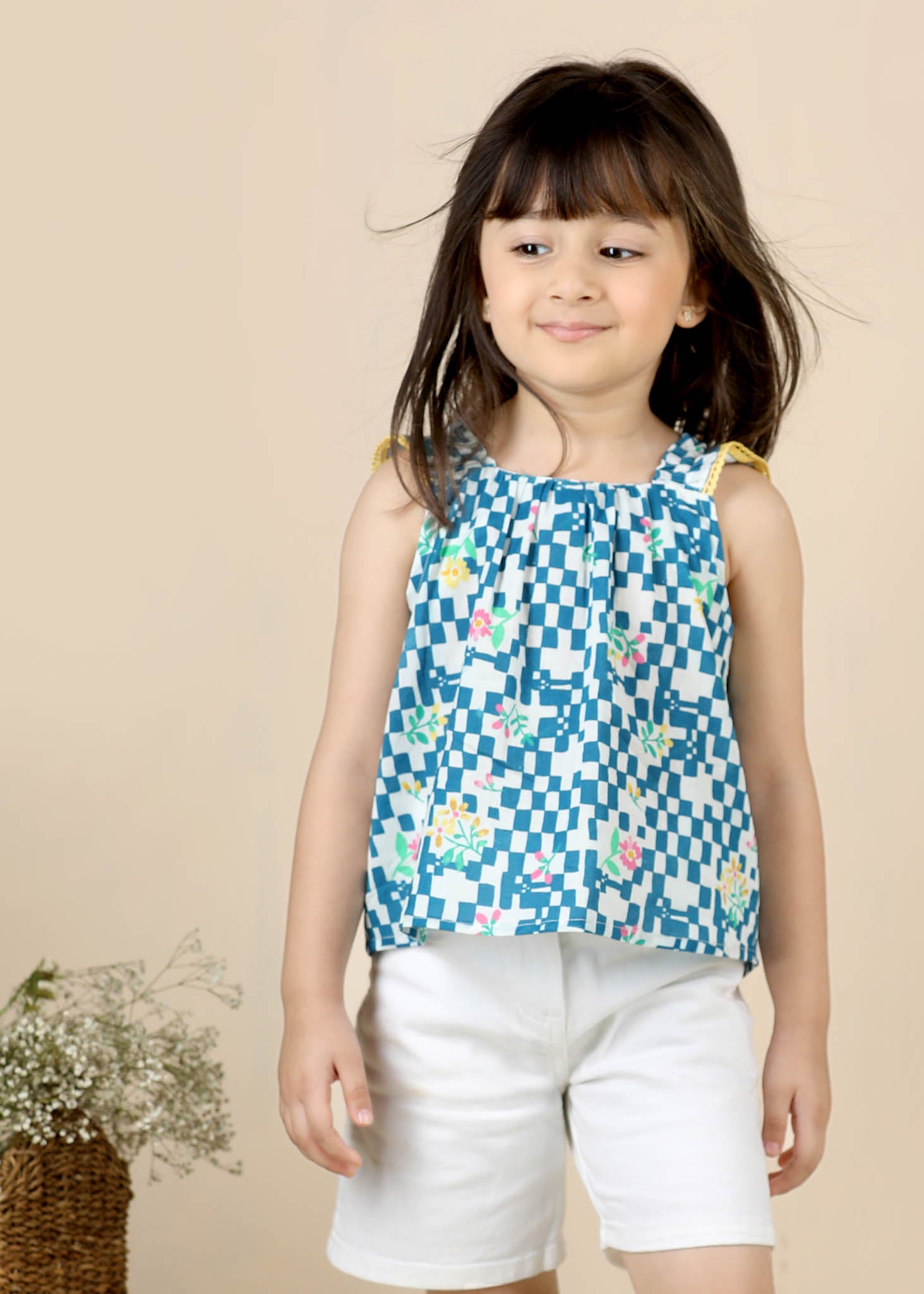 Ivy Cotton Top – Blue (6M–12 Yrs)