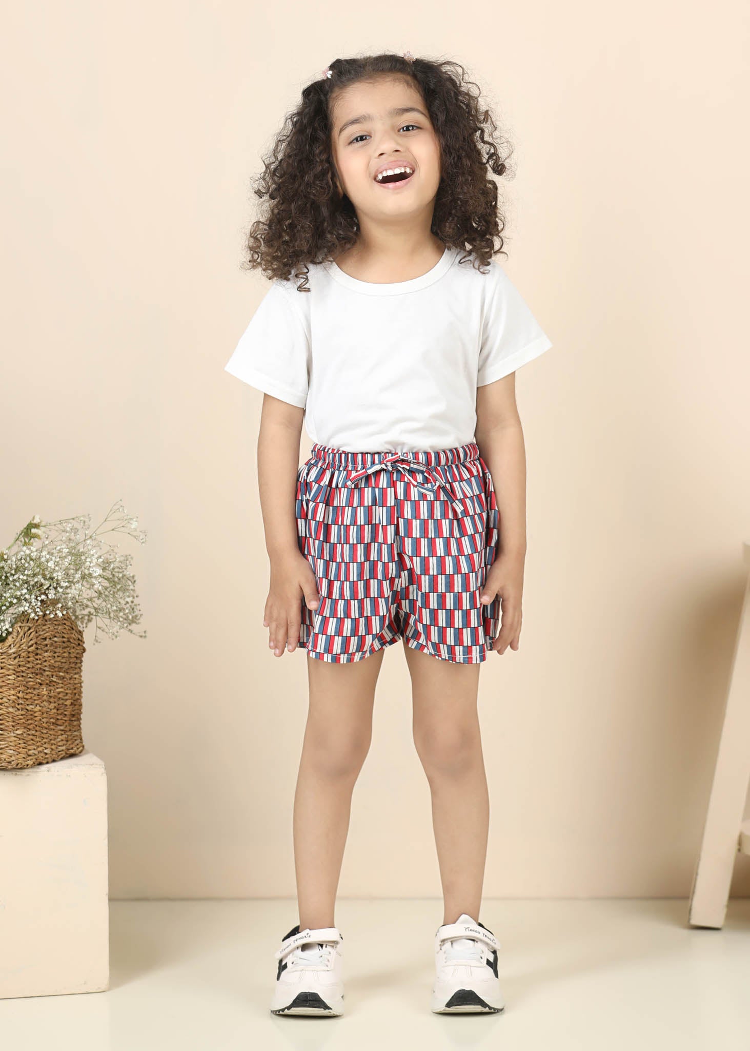 Snooze Jaal Cotton Shorts – Red/Blue (2–12 Yrs)