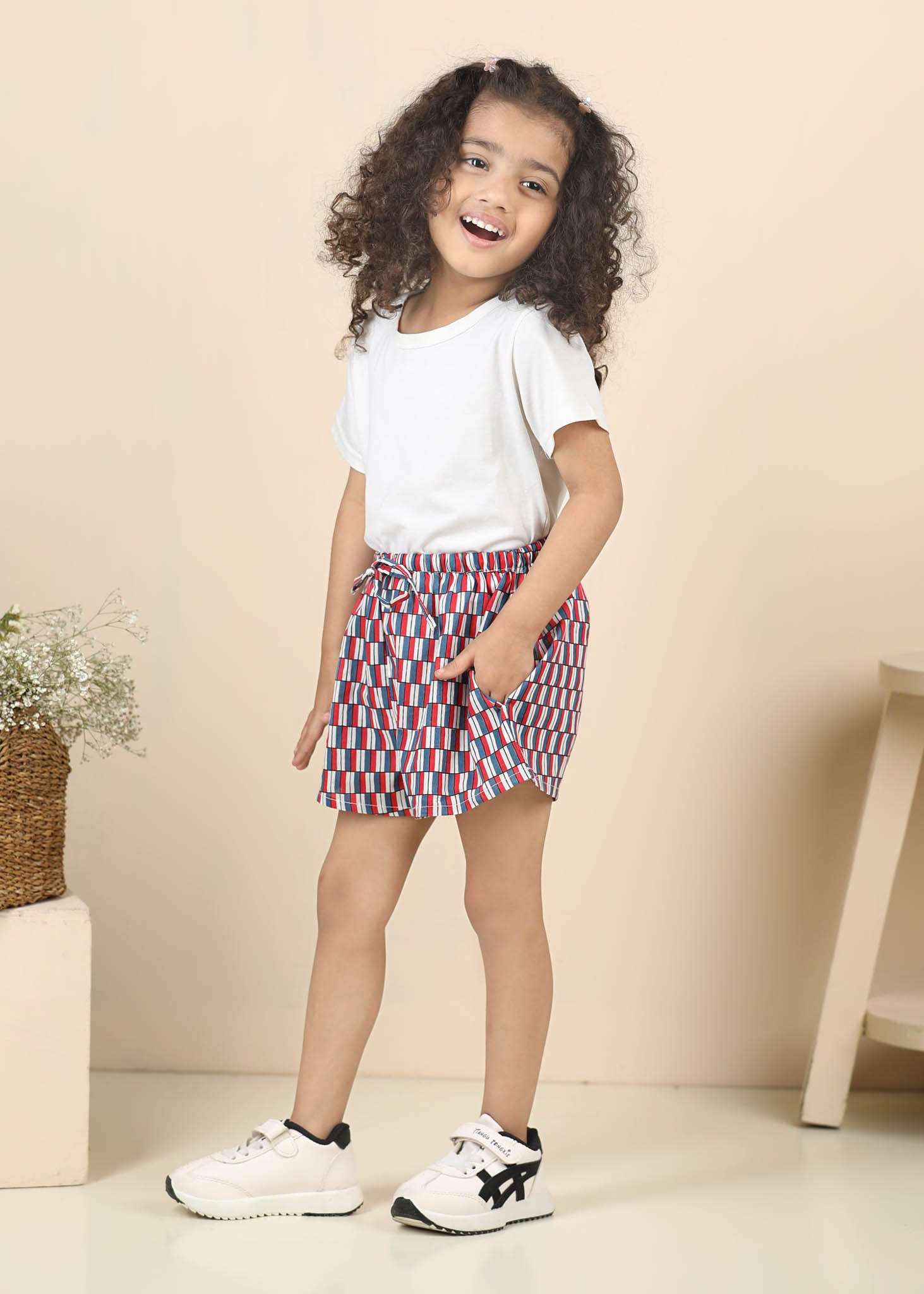 Snooze Jaal Cotton Shorts – Red/Blue (2–12 Yrs)