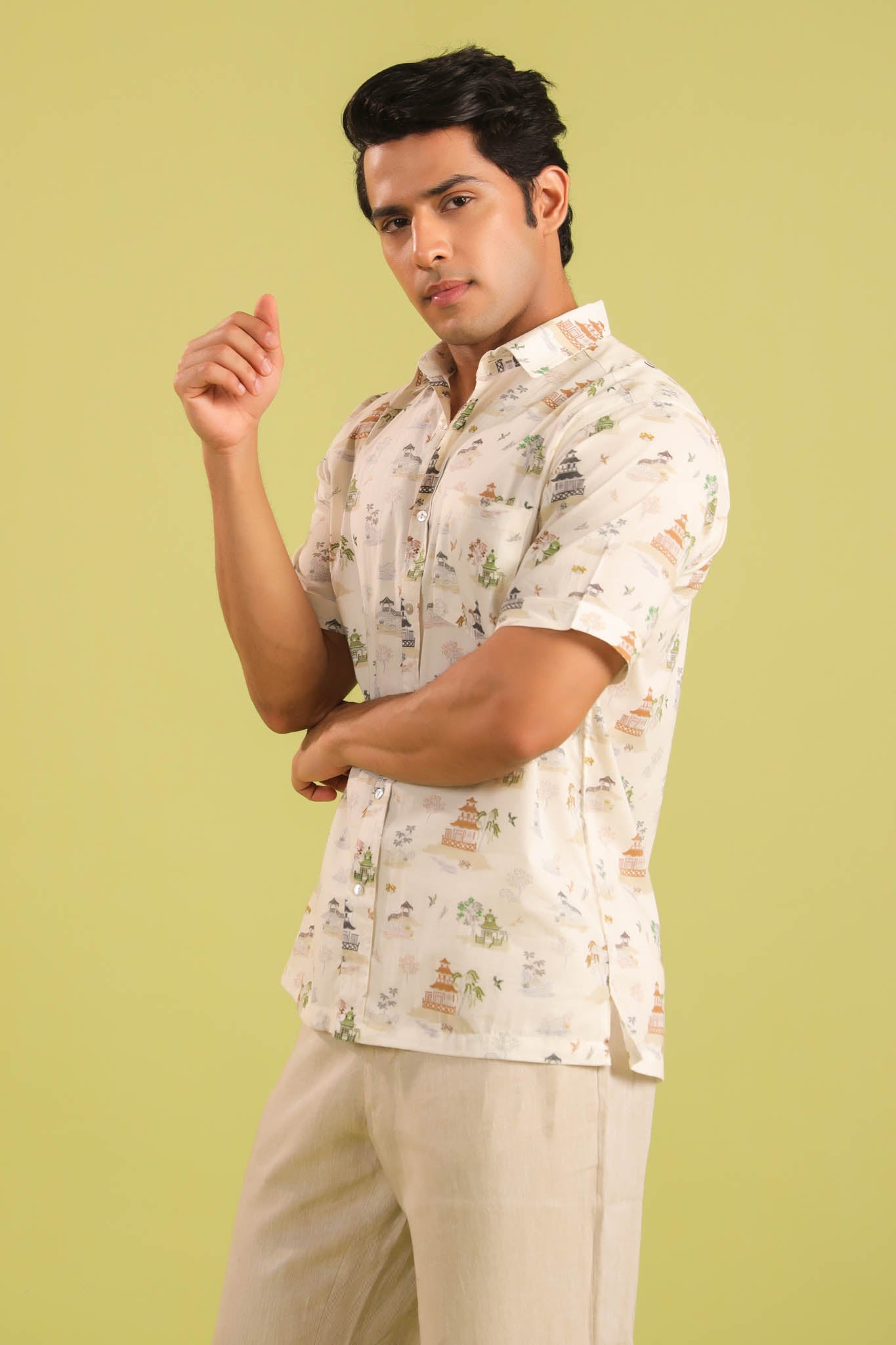 Zen Temple Cotton Shirt – Crème