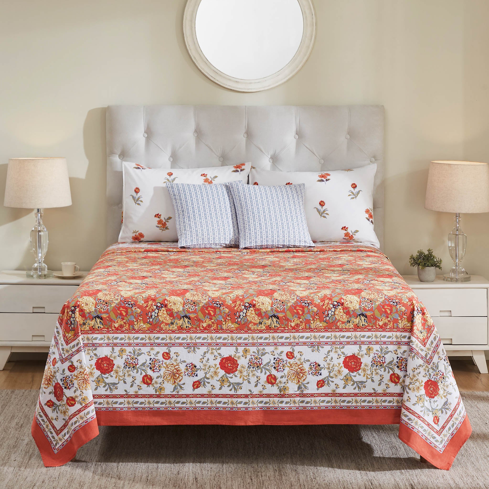 Tarangini Cotton Bedcover– Rust Brown