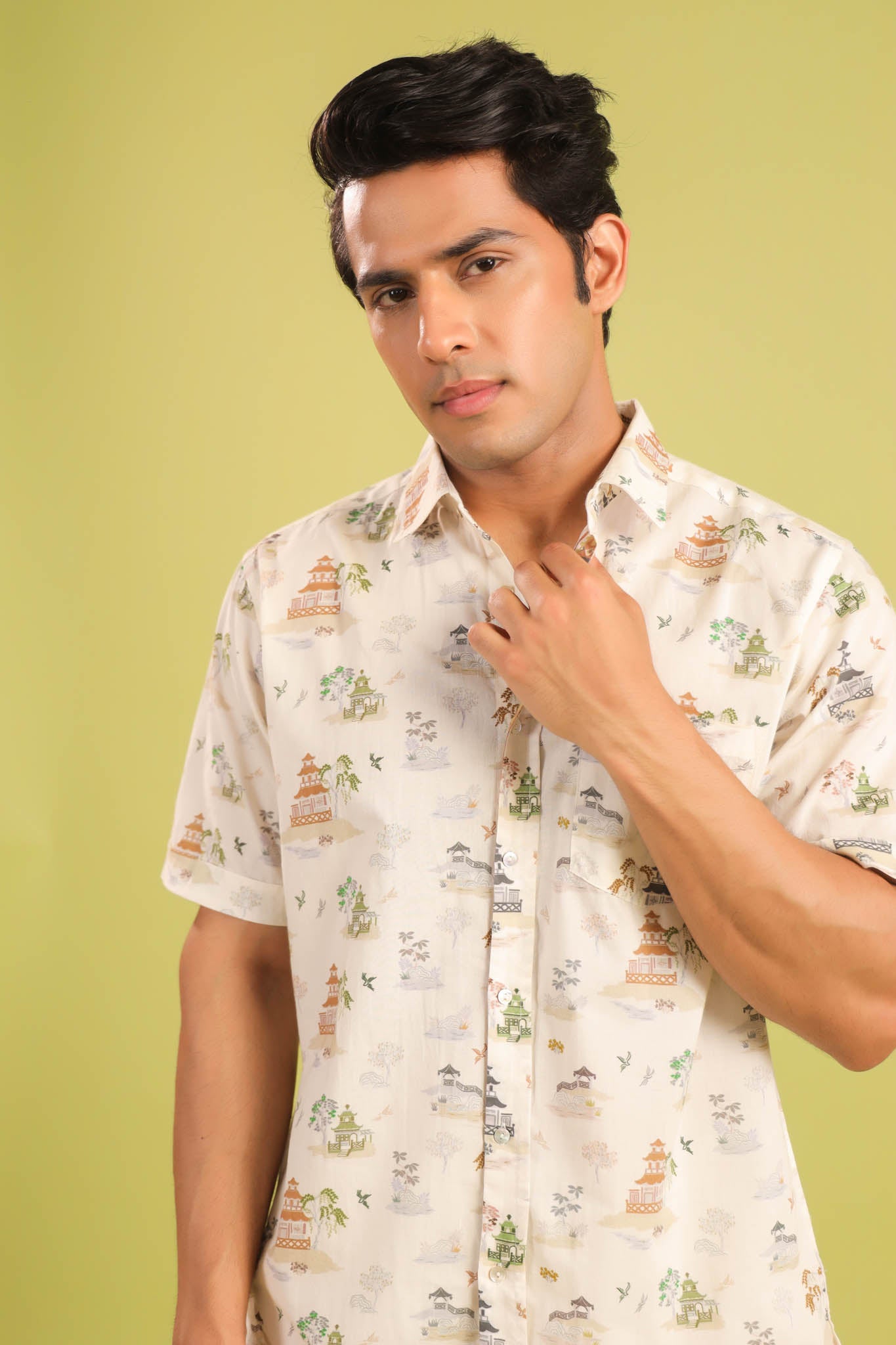 Zen Temple Cotton Shirt – Crème