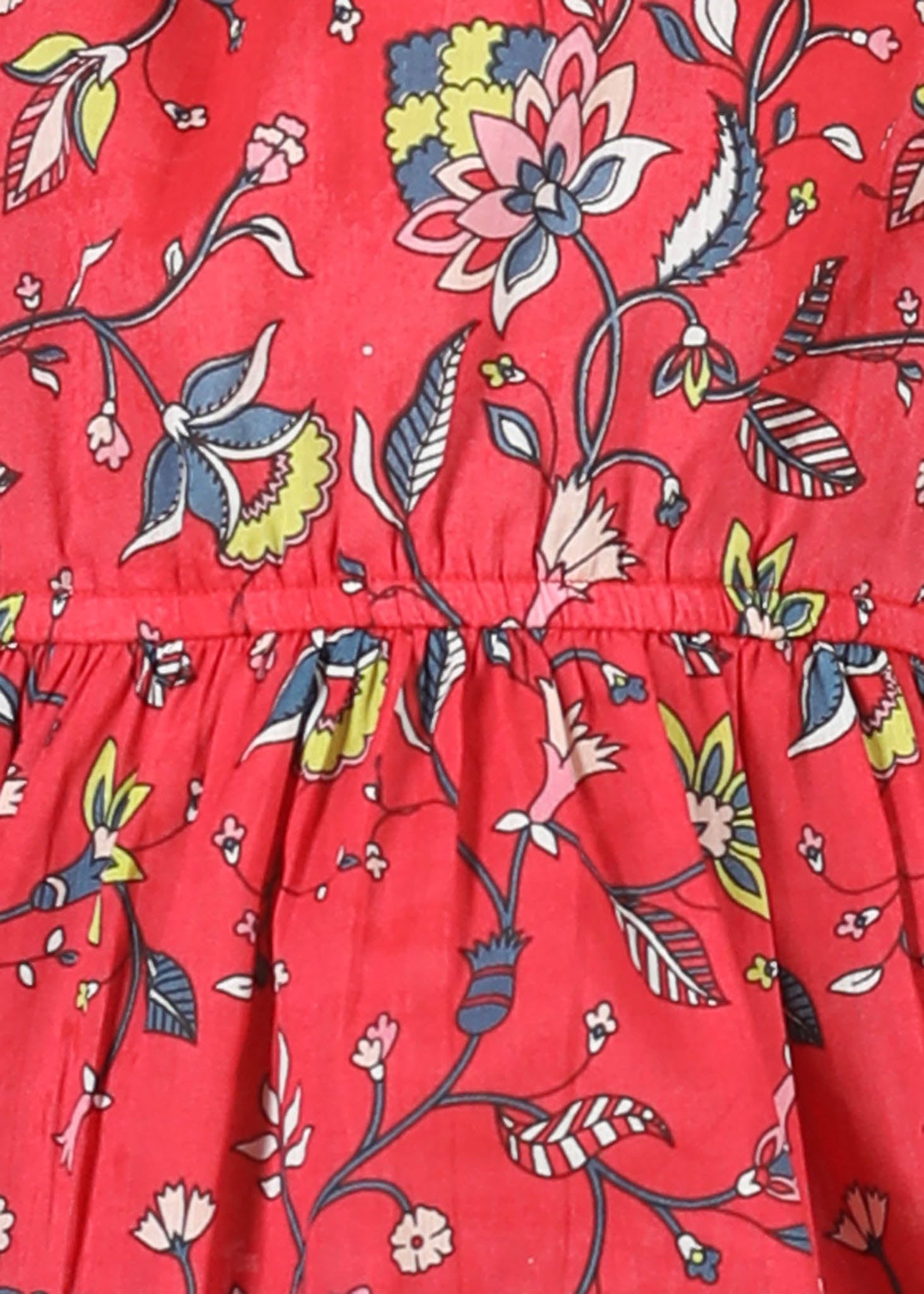 Peplum Jaal Cotton Top – Red (2–12 Yrs)
