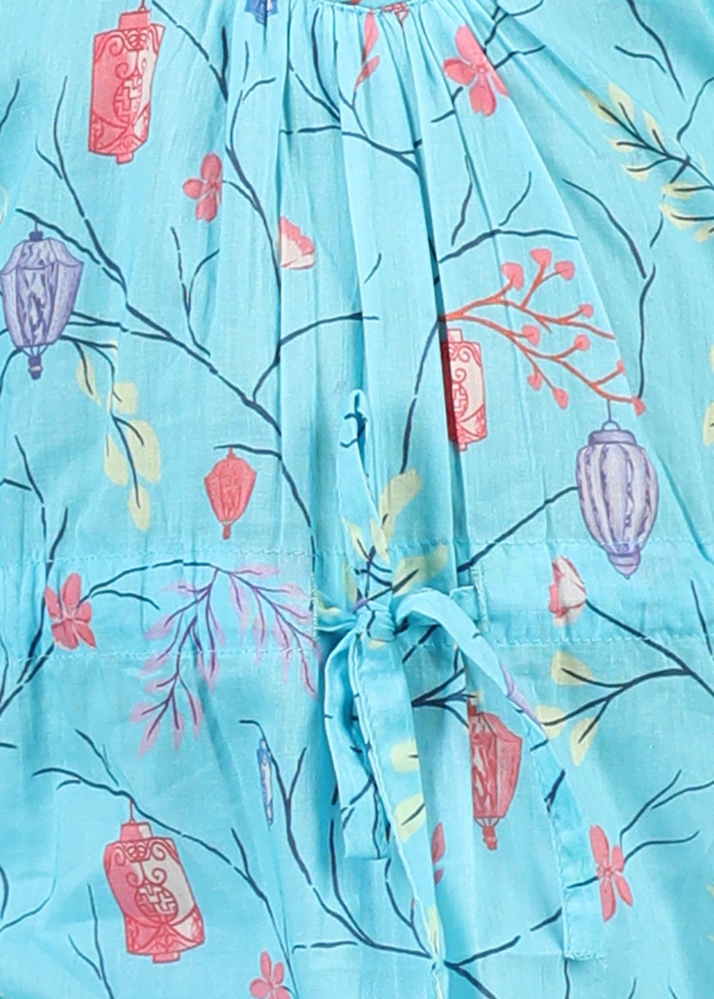 Lantern Dreams Cotton Kaftan – Light Blue (6M–12 Yrs)