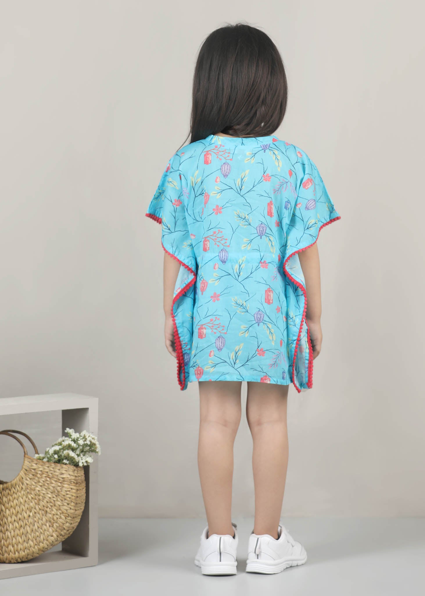 Lantern Dreams Cotton Kaftan – Light Blue (6M–12 Yrs)