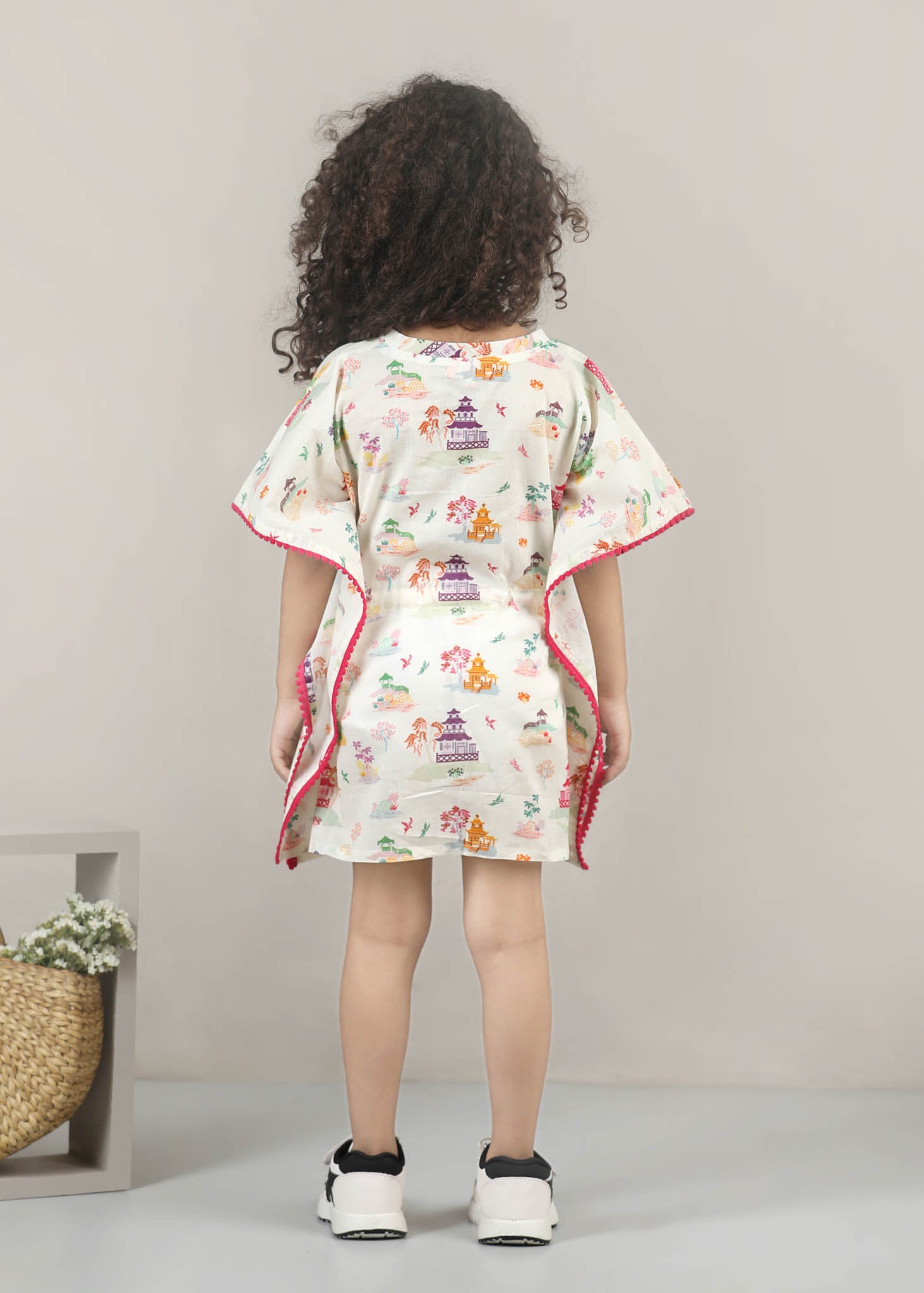 Zen Temple Cotton Kaftan – Crème (6M–12 Yrs)