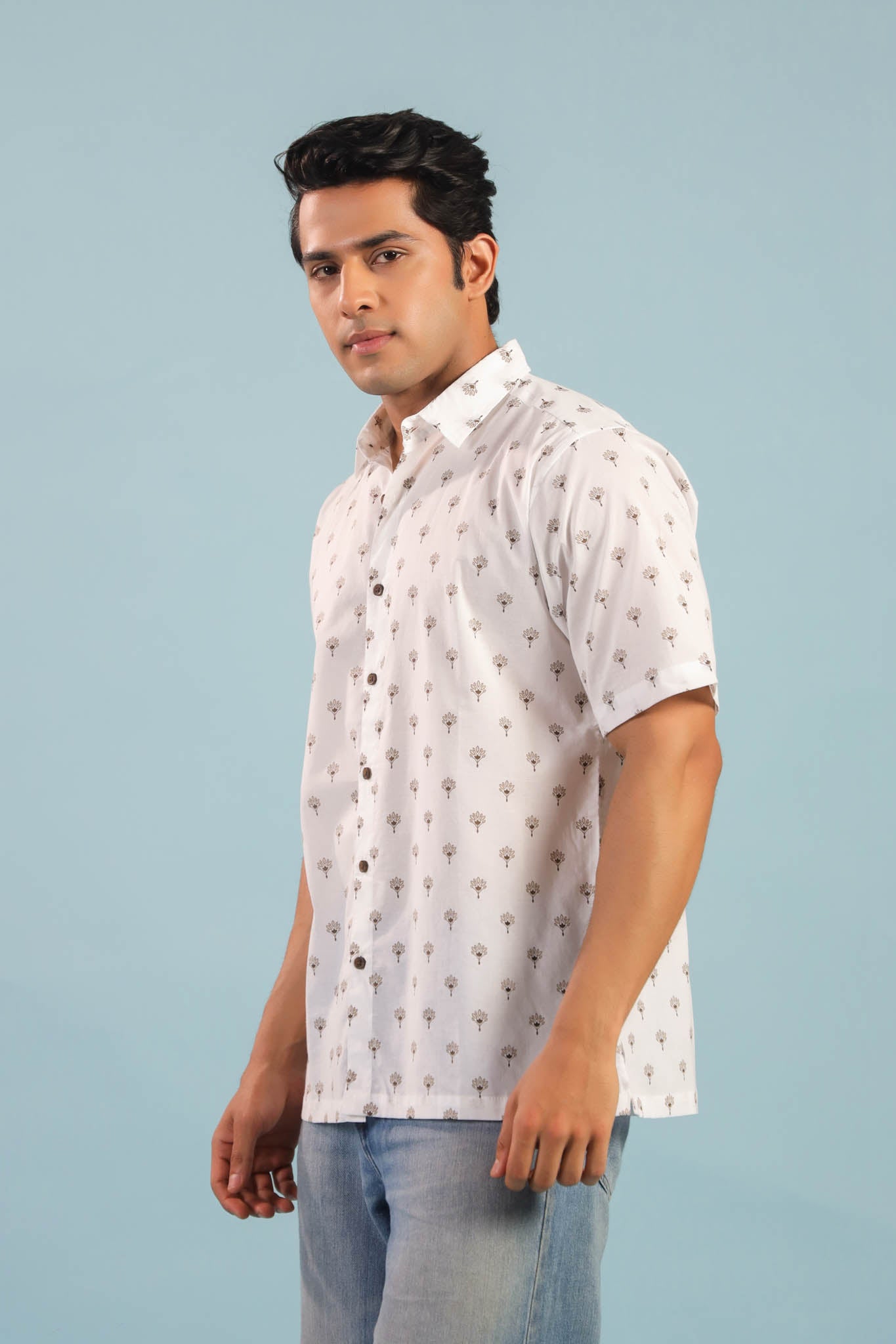 Classic Buti Cotton Shirt - Creme/ Beige