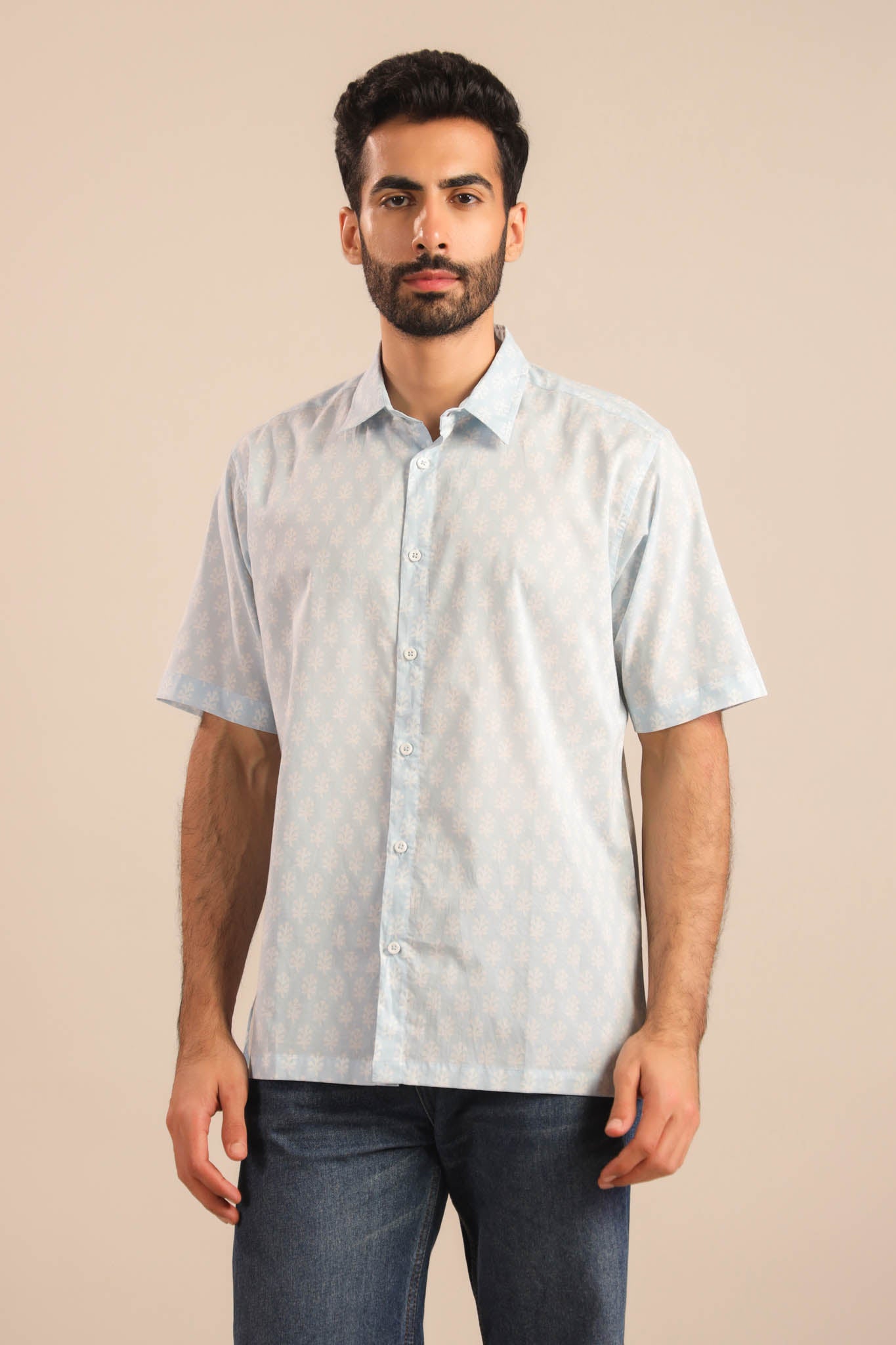 Timeless Buti Cotton Shirt - Light Blue