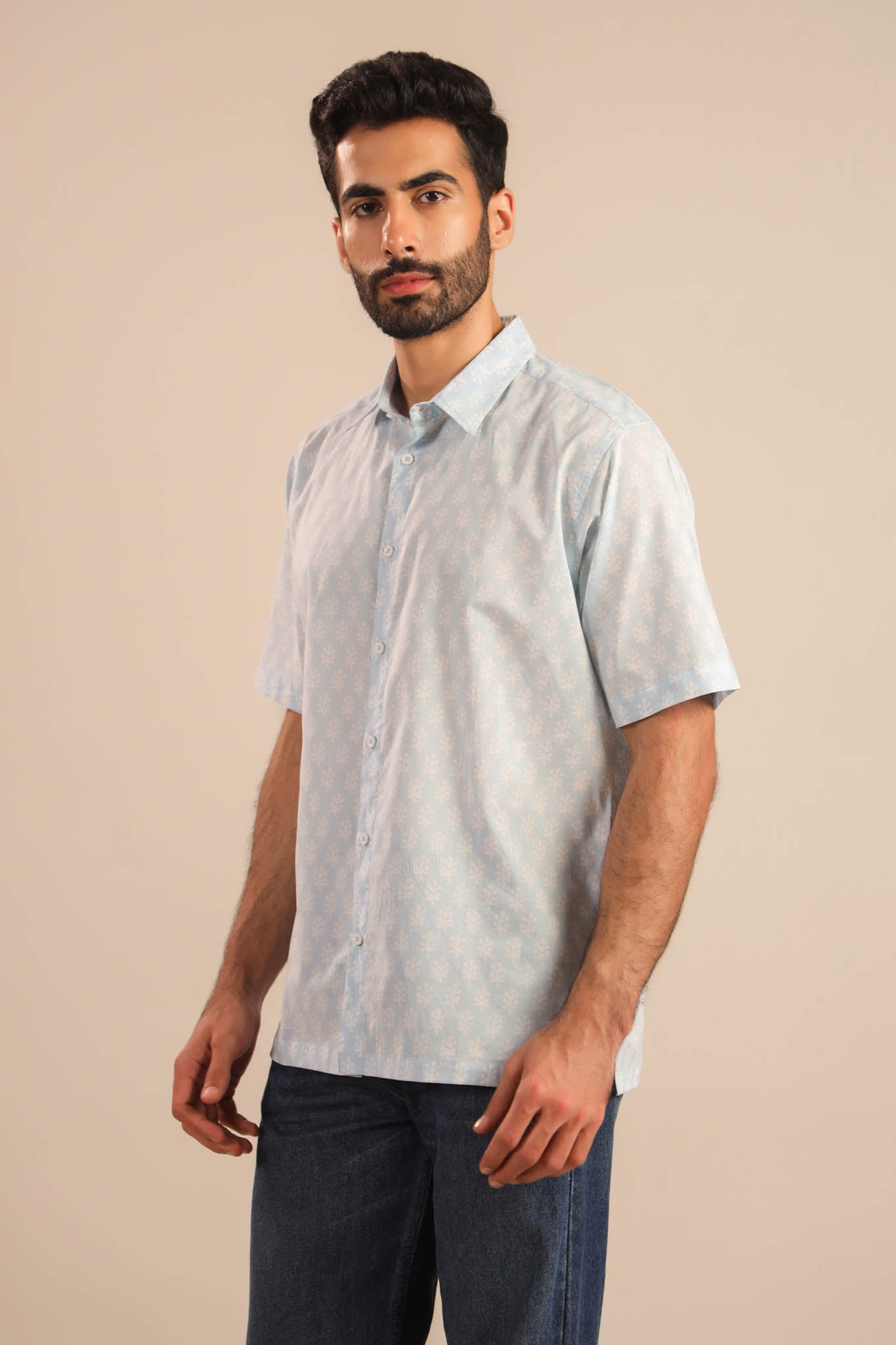 Timeless Buti Cotton Shirt - Light Blue