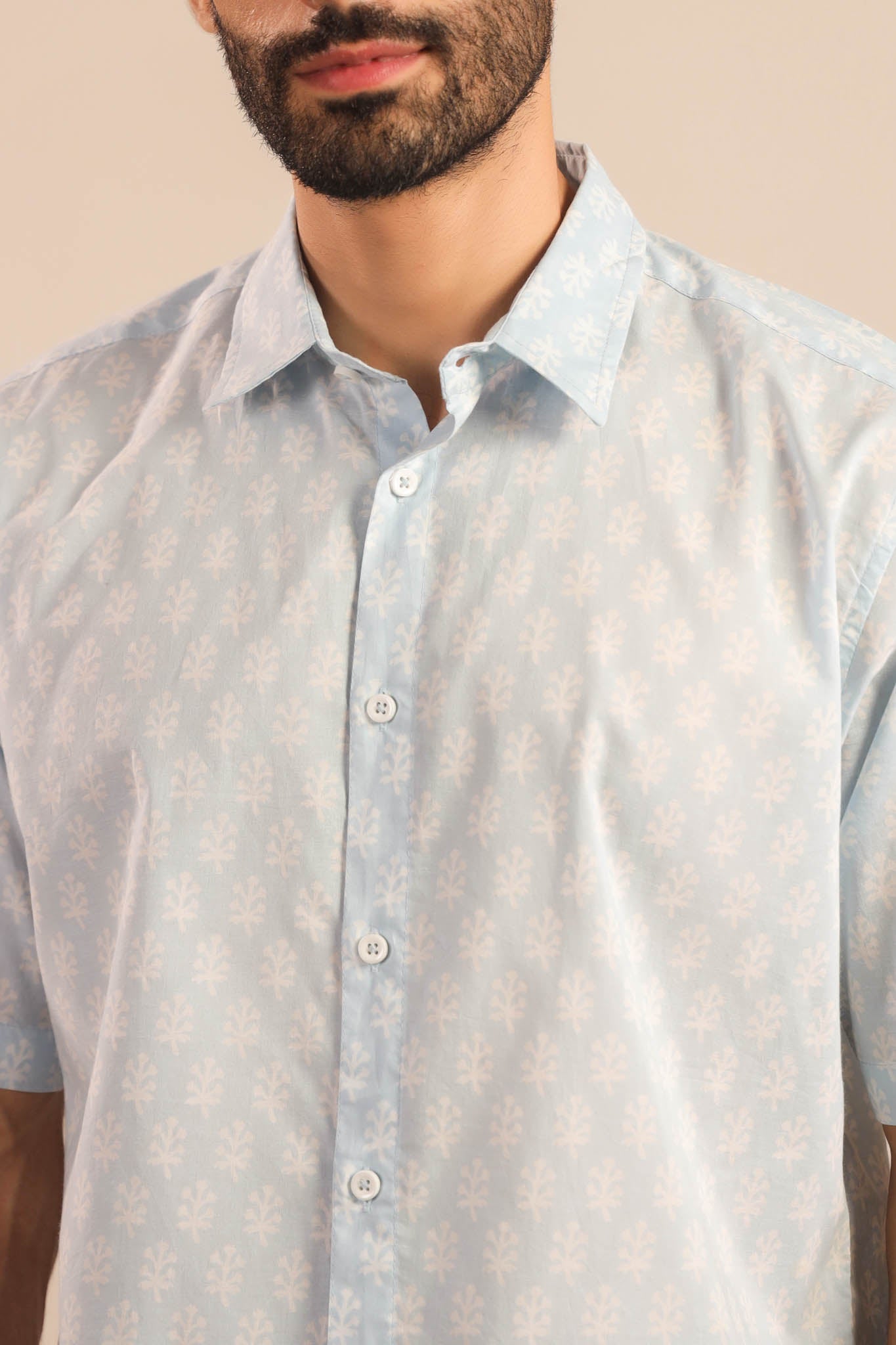 Timeless Buti Cotton Shirt - Light Blue