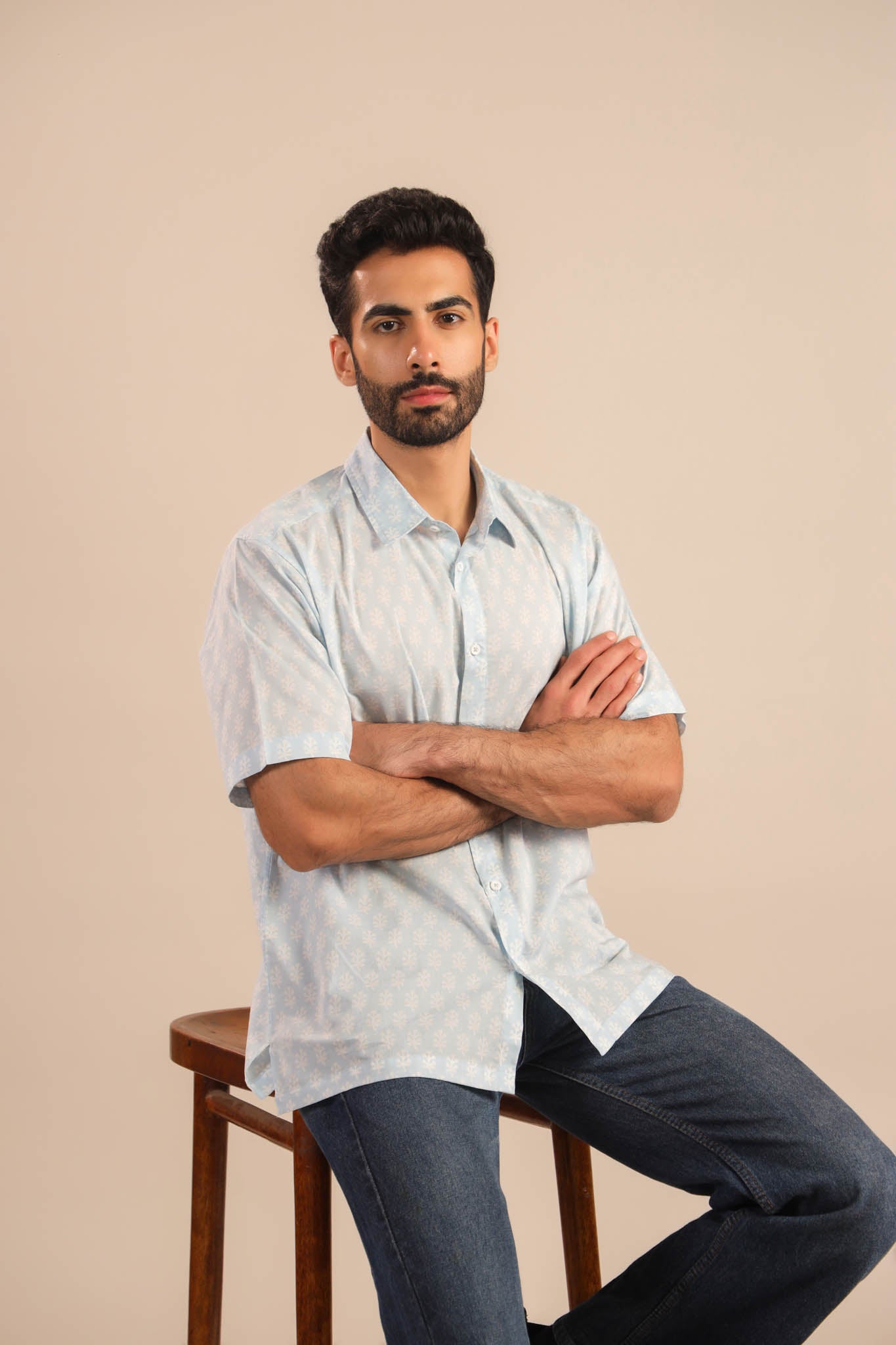 Timeless Buti Cotton Shirt - Light Blue