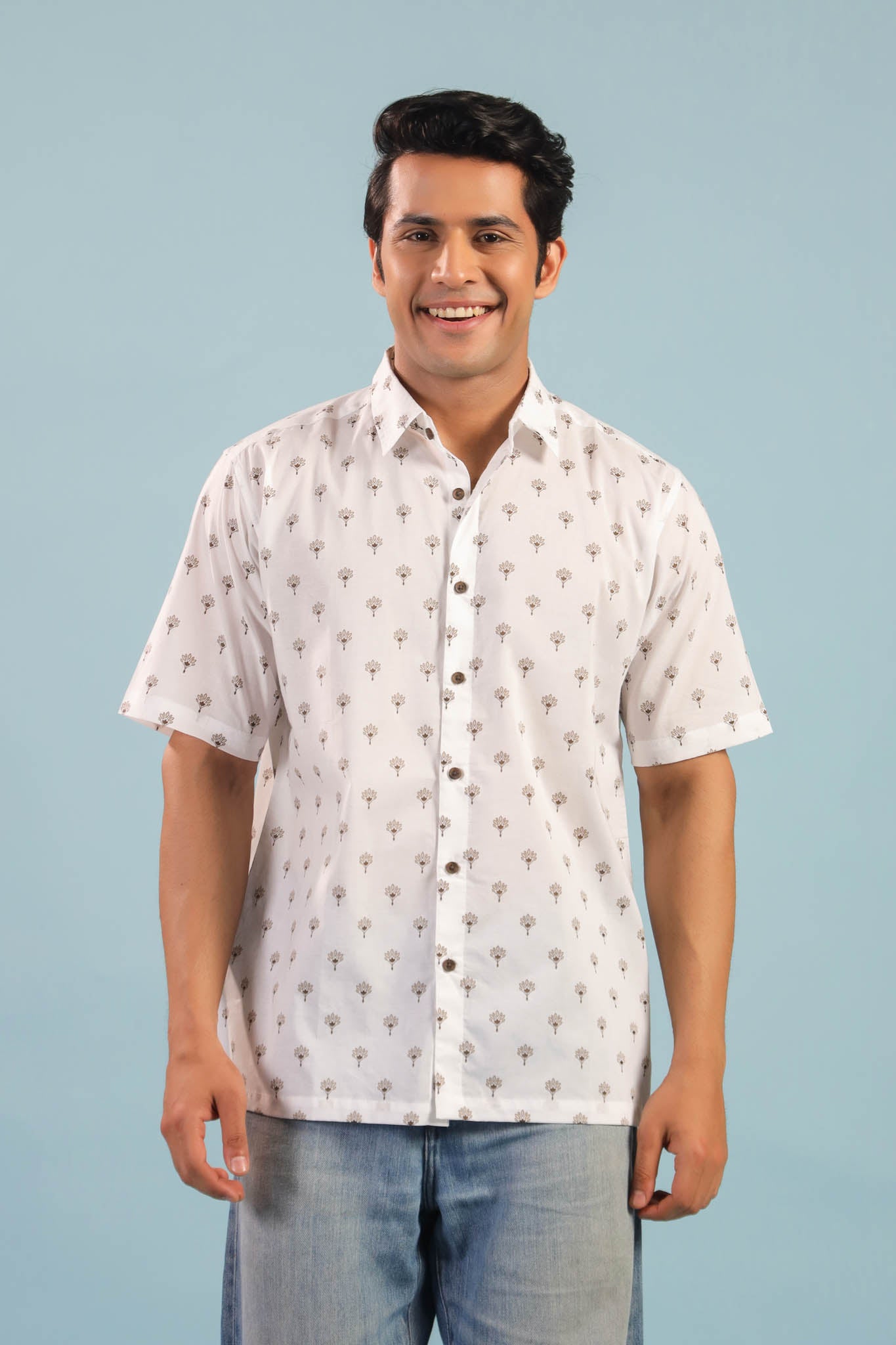 Classic Buti Cotton Shirt - Creme/ Beige