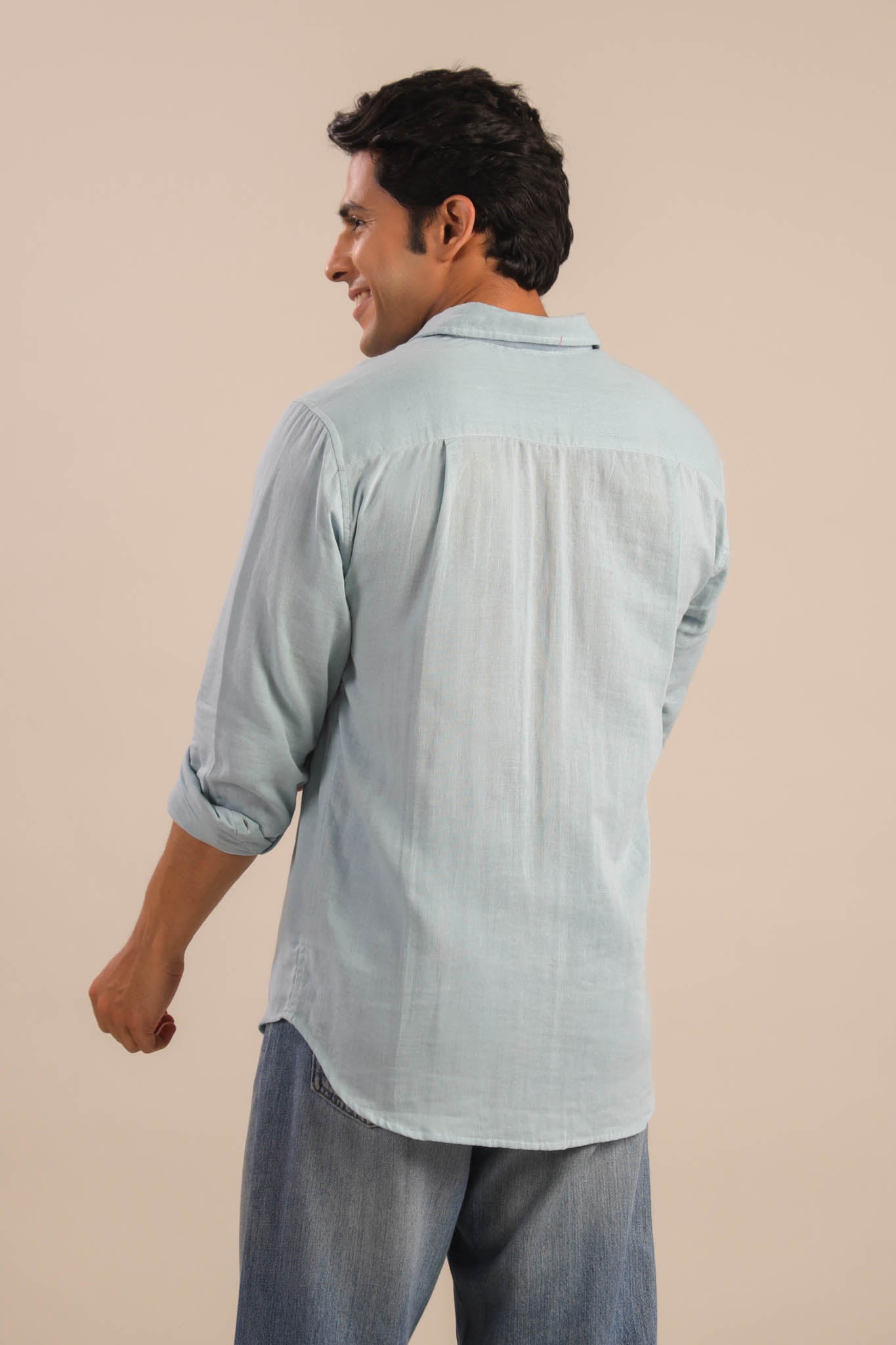 Men’s Double Gauze Cotton Shirt - Light Blue