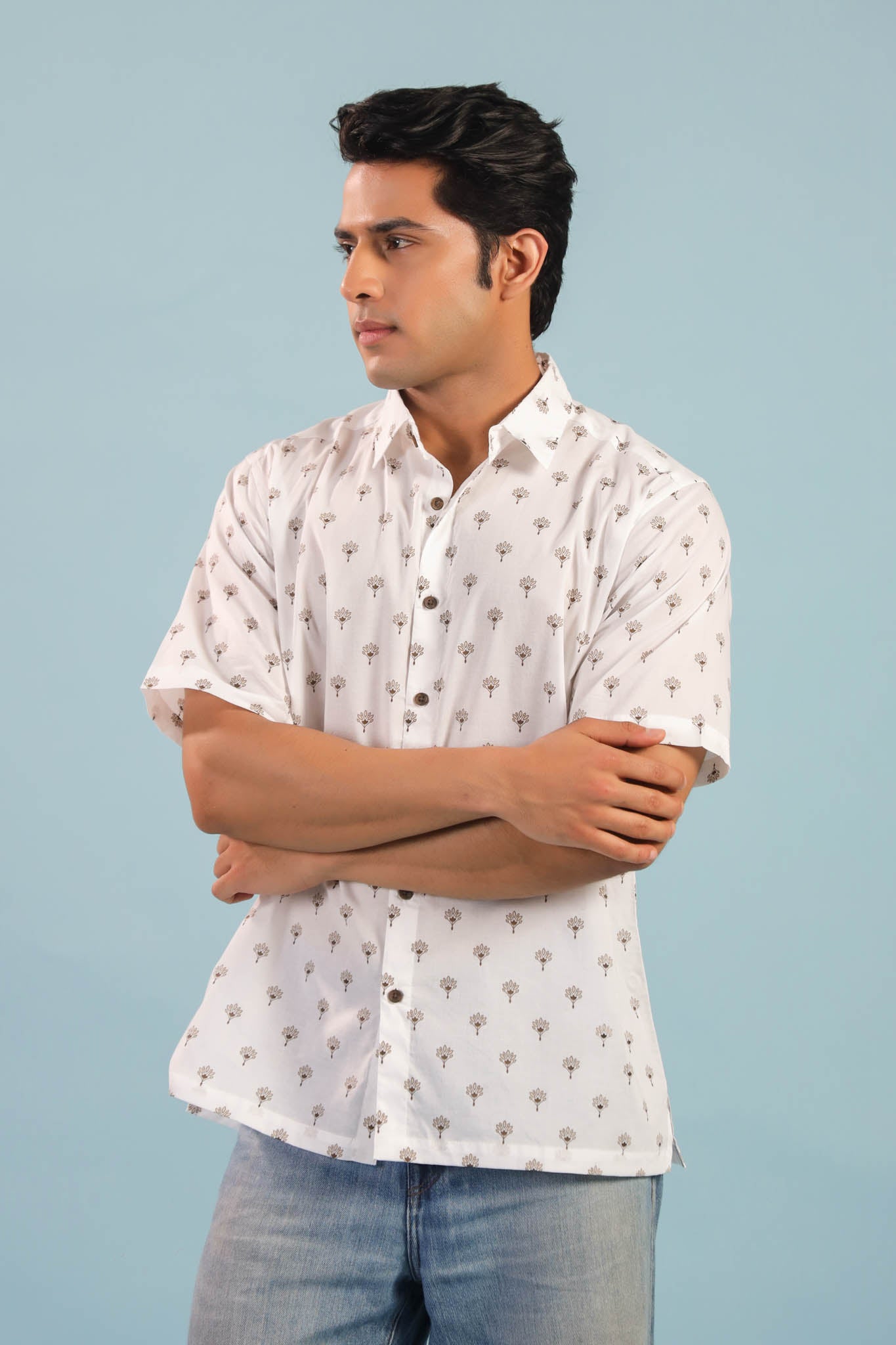 Classic Buti Cotton Shirt - Creme/ Beige