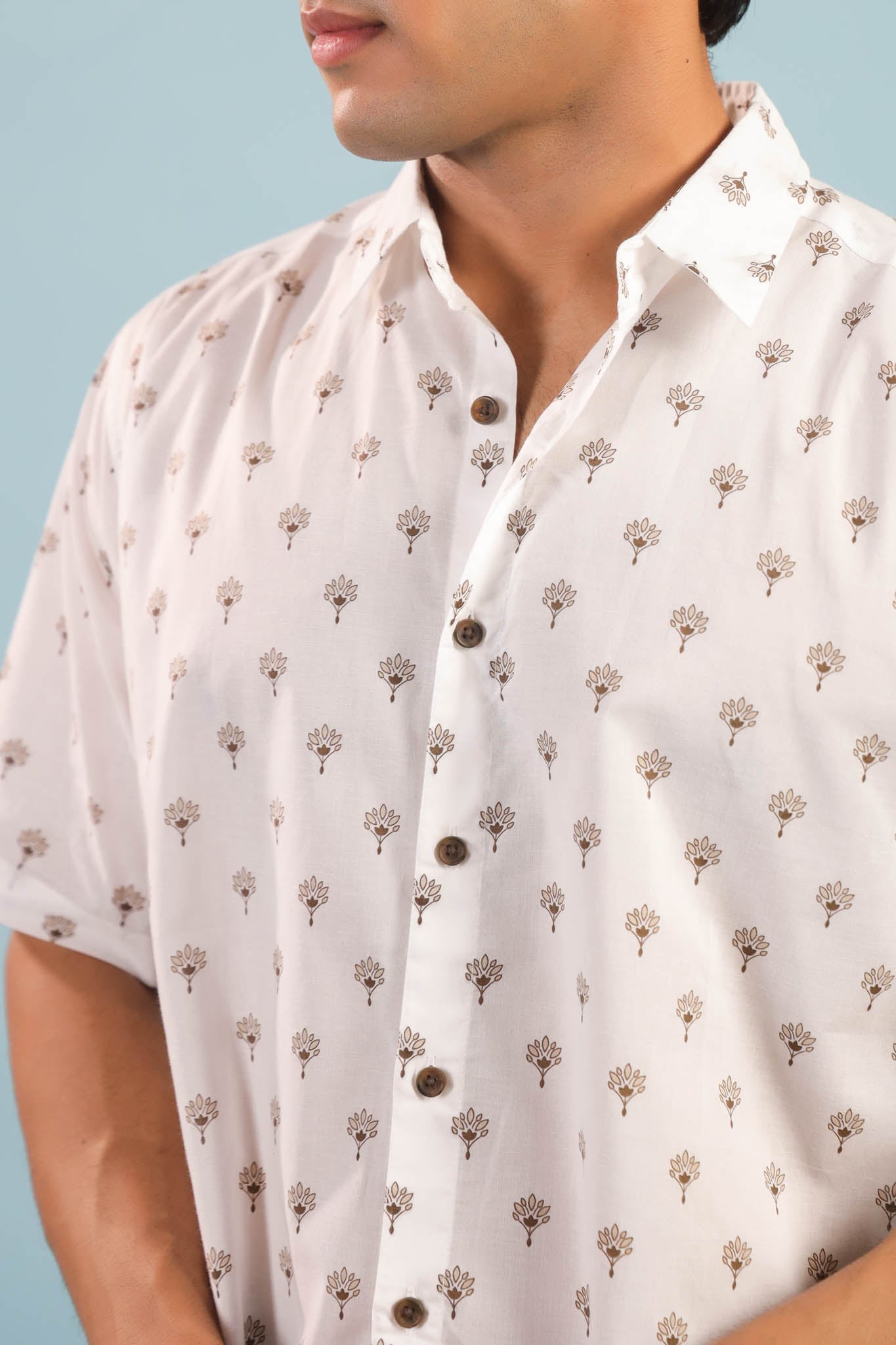 Classic Buti Cotton Shirt - Creme/ Beige