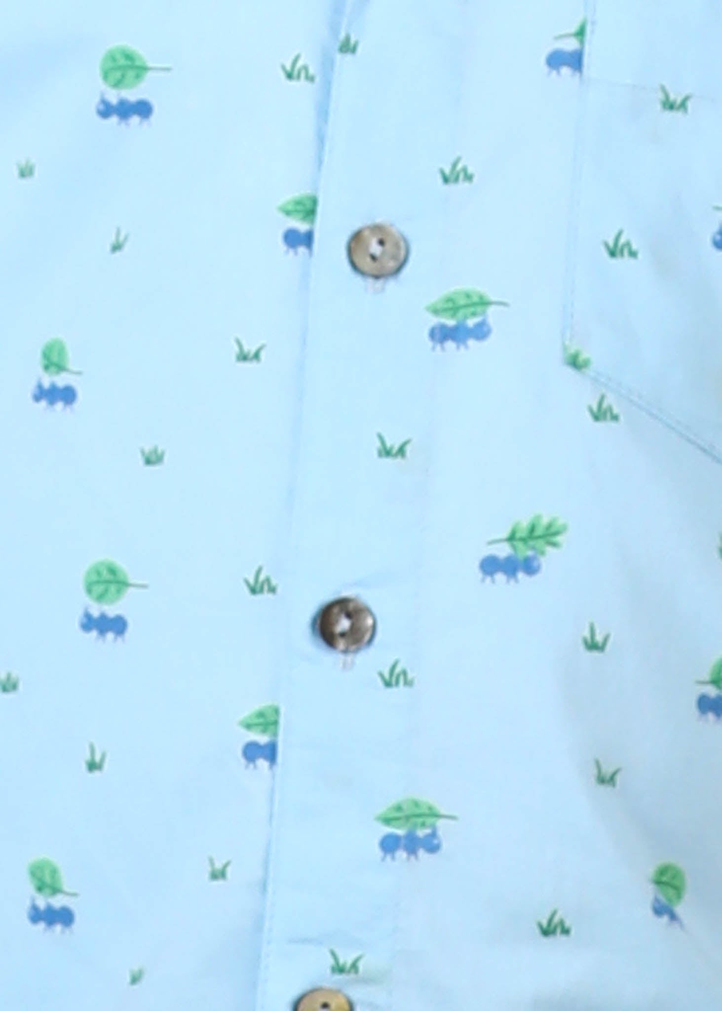 Ants Print Cotton Shirt – Blue (6M–12 Yrs)
