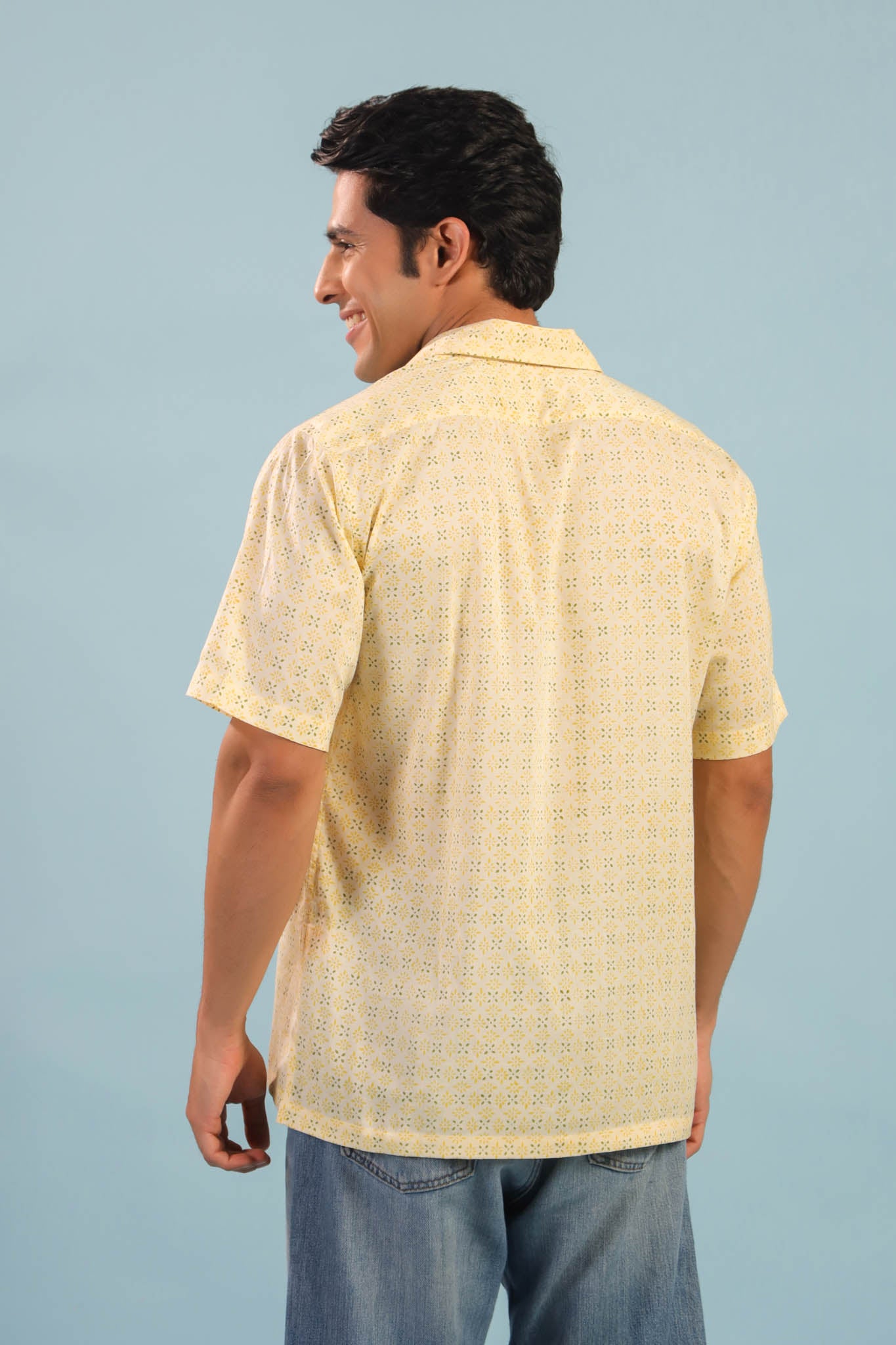 Rhombus Buti Cotton Shirt - Yellow