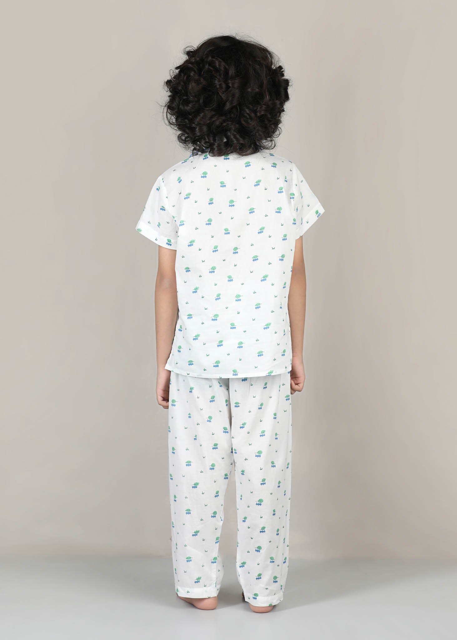 Ants Print Cotton Night Suit – White (1–12 Yrs)