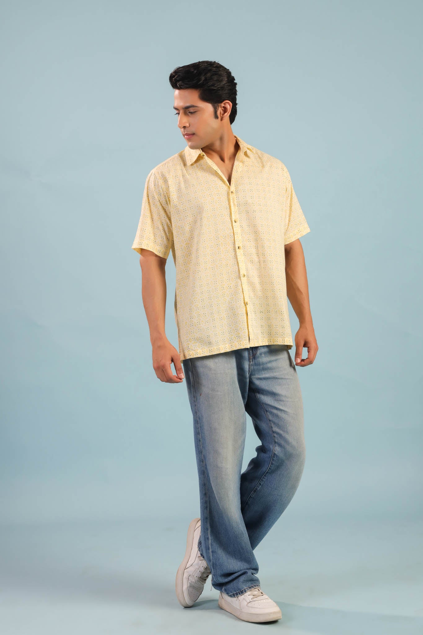 Rhombus Buti Cotton Shirt - Yellow