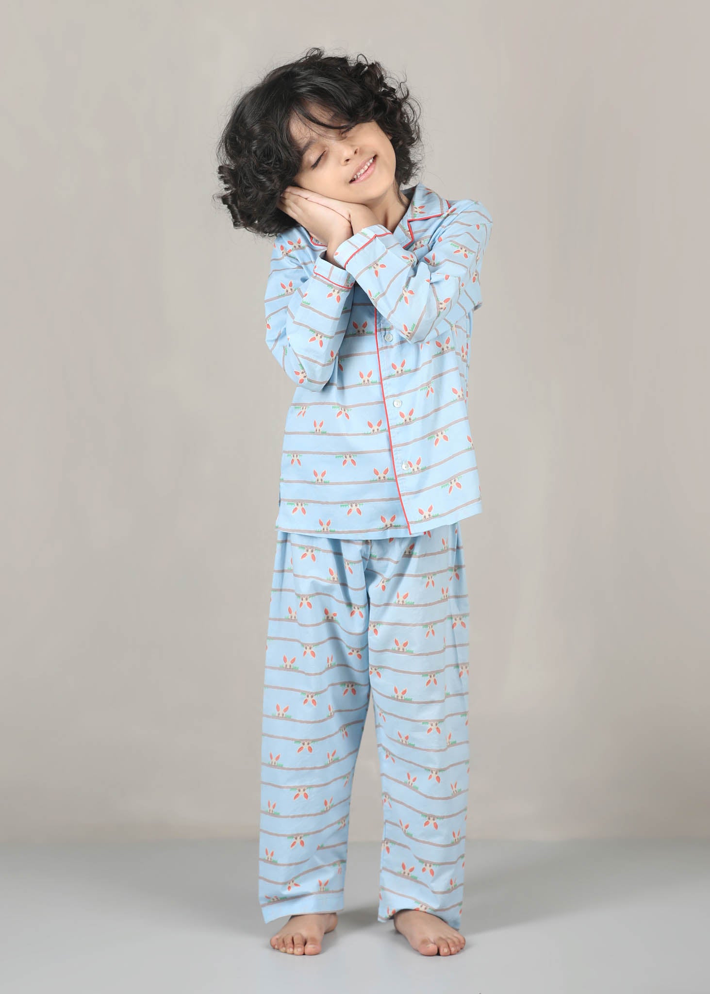 Bunny Peak Print Cotton Night Suit – Blue (1–12 Yrs)