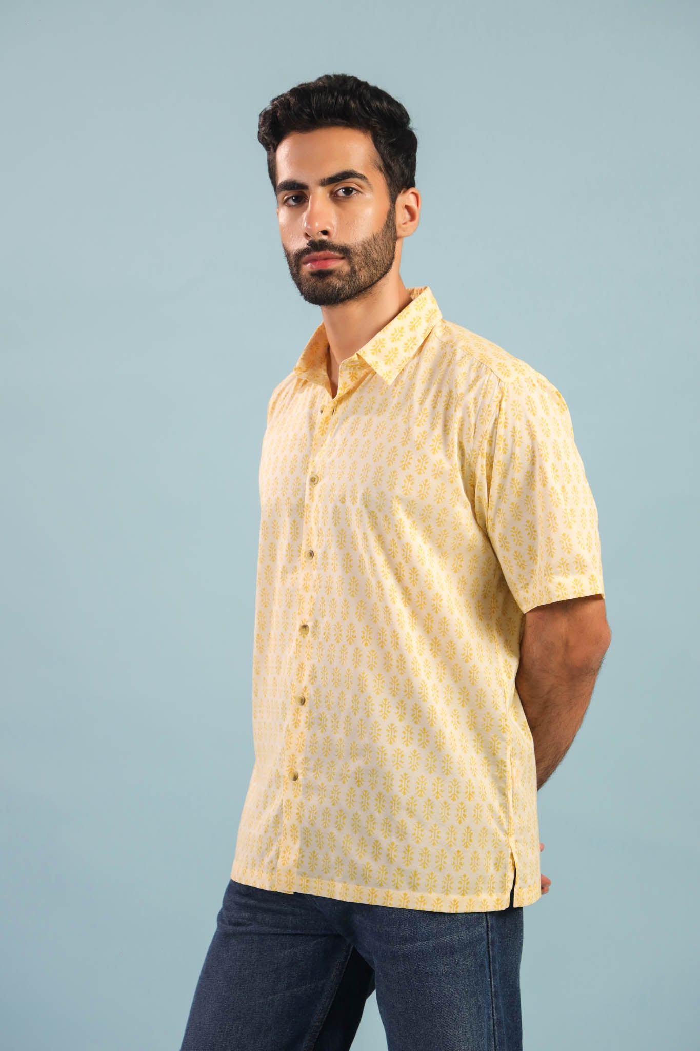 Timeless Buti Cotton Shirt - Yellow